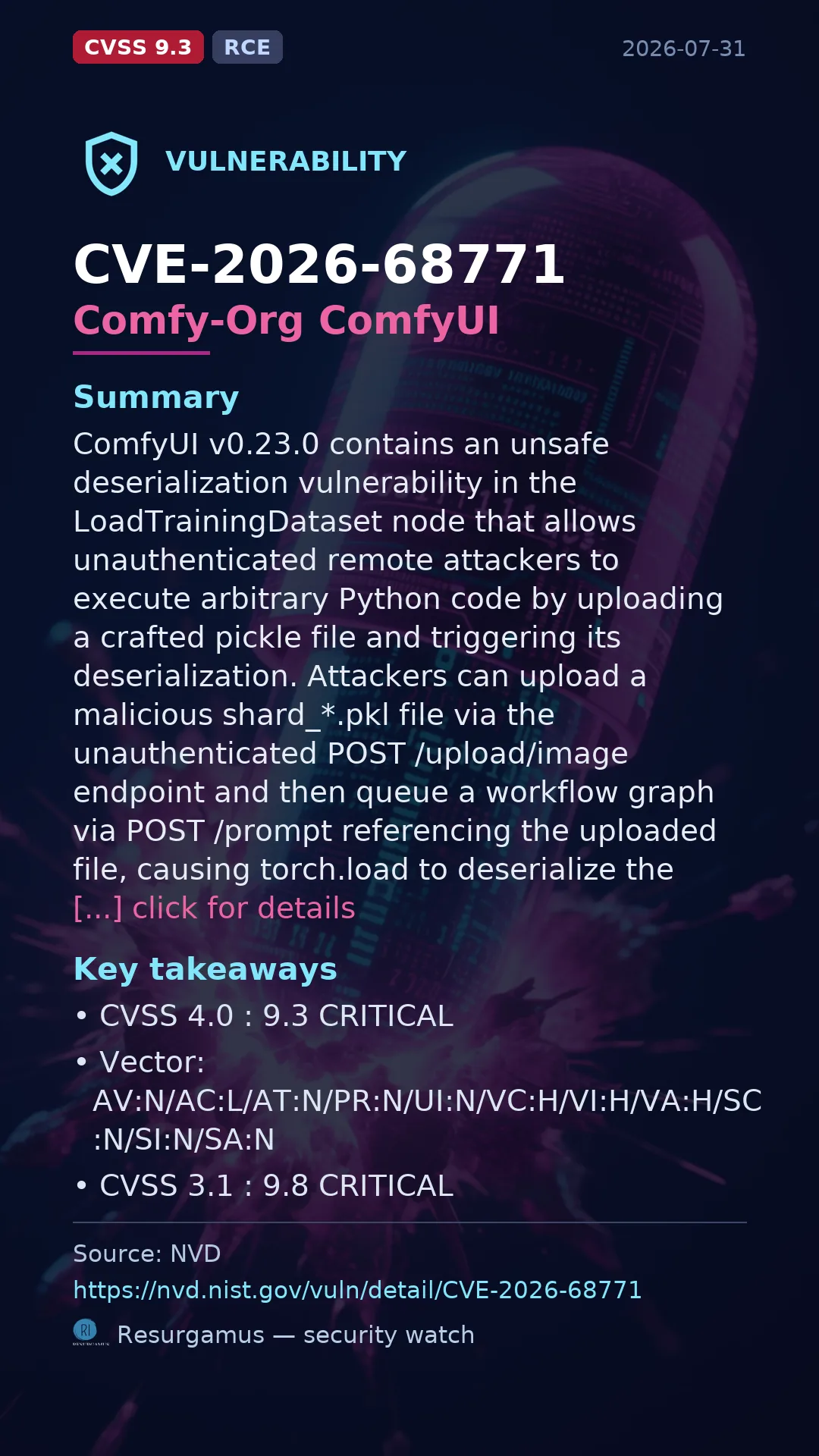 CVE-2026-68771 Comfy-Org ComfyUI Vulnerability
