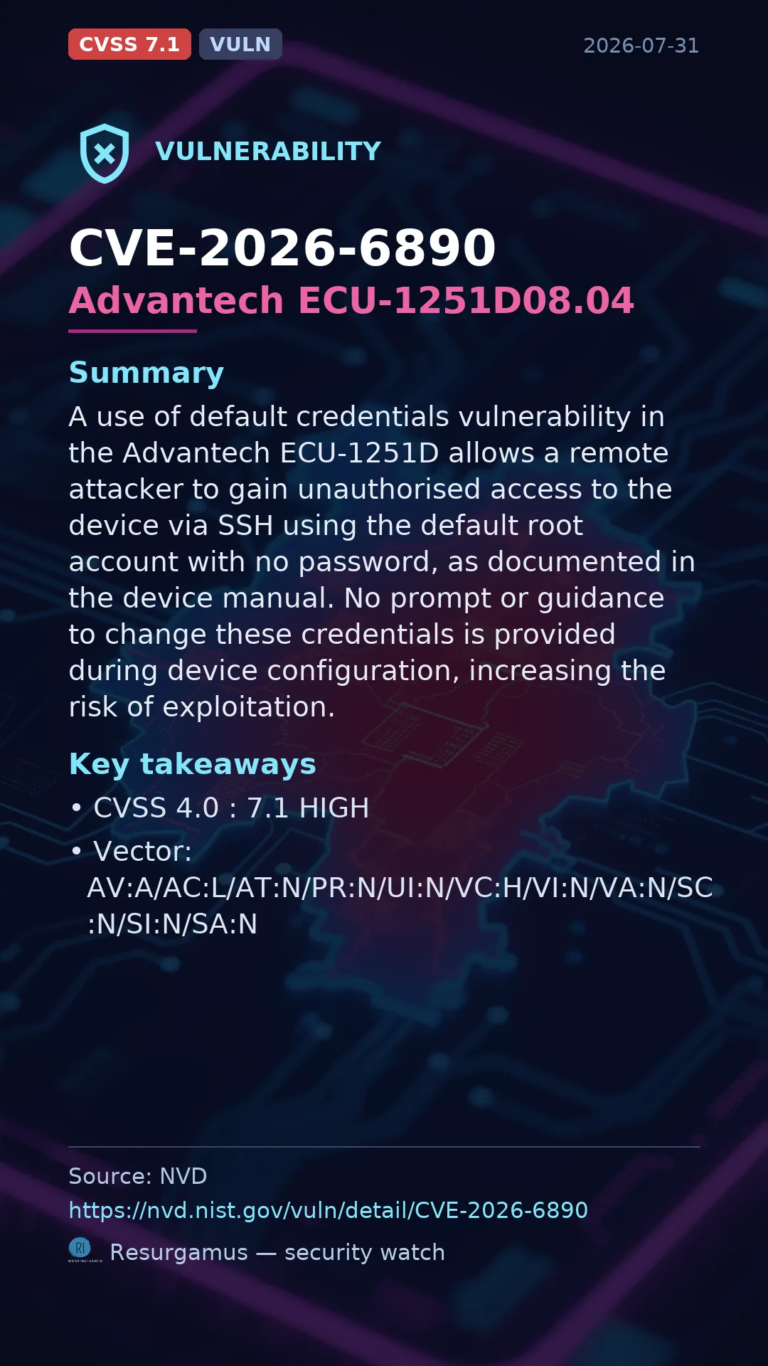 CVE-2026-6890 Advantech ECU-1251D08.04 Vulnerability