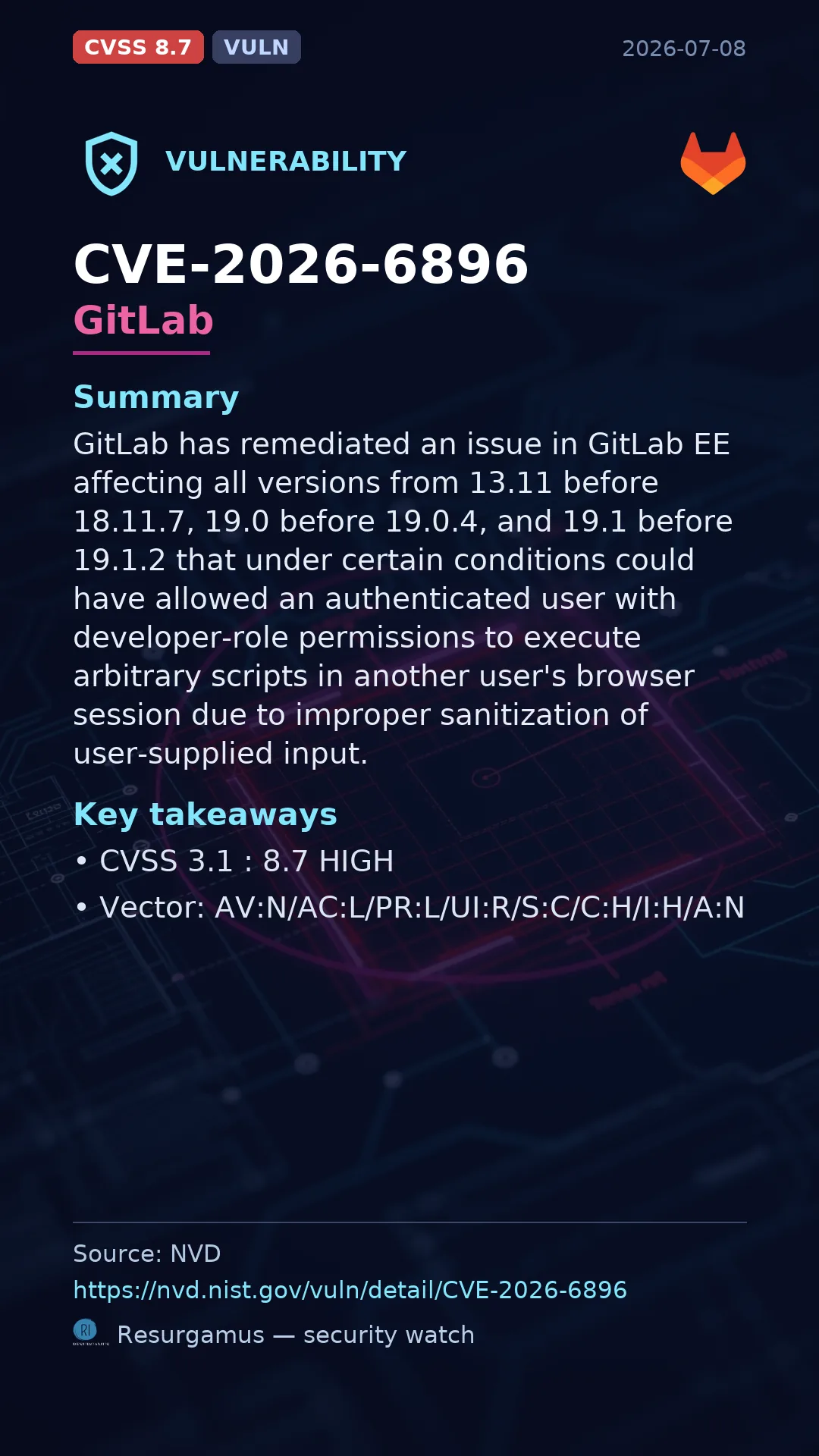 CVE-2026-6896 GitLab Vulnerability