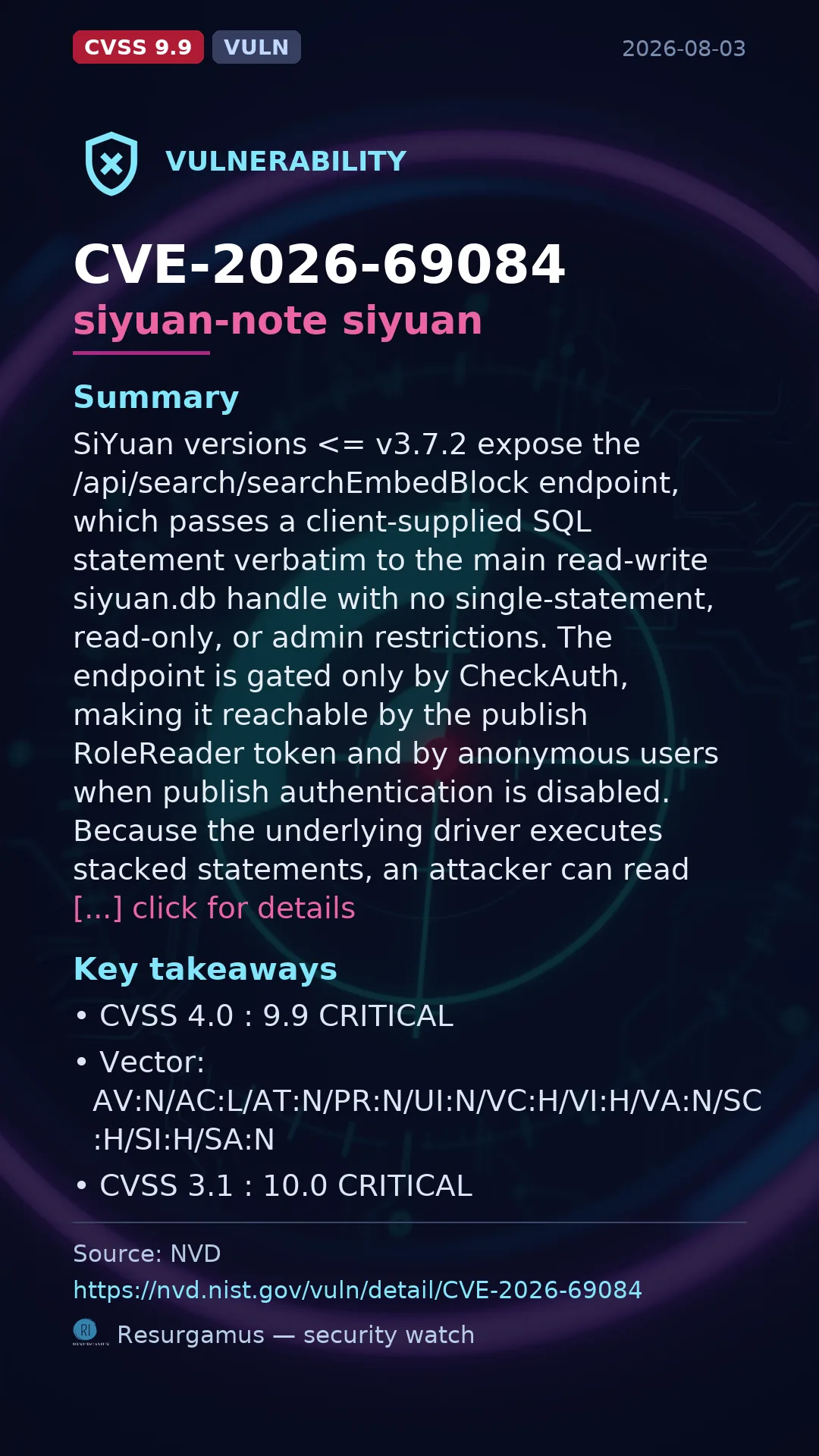 CVE-2026-69084 siyuan-note siyuan Vulnerability