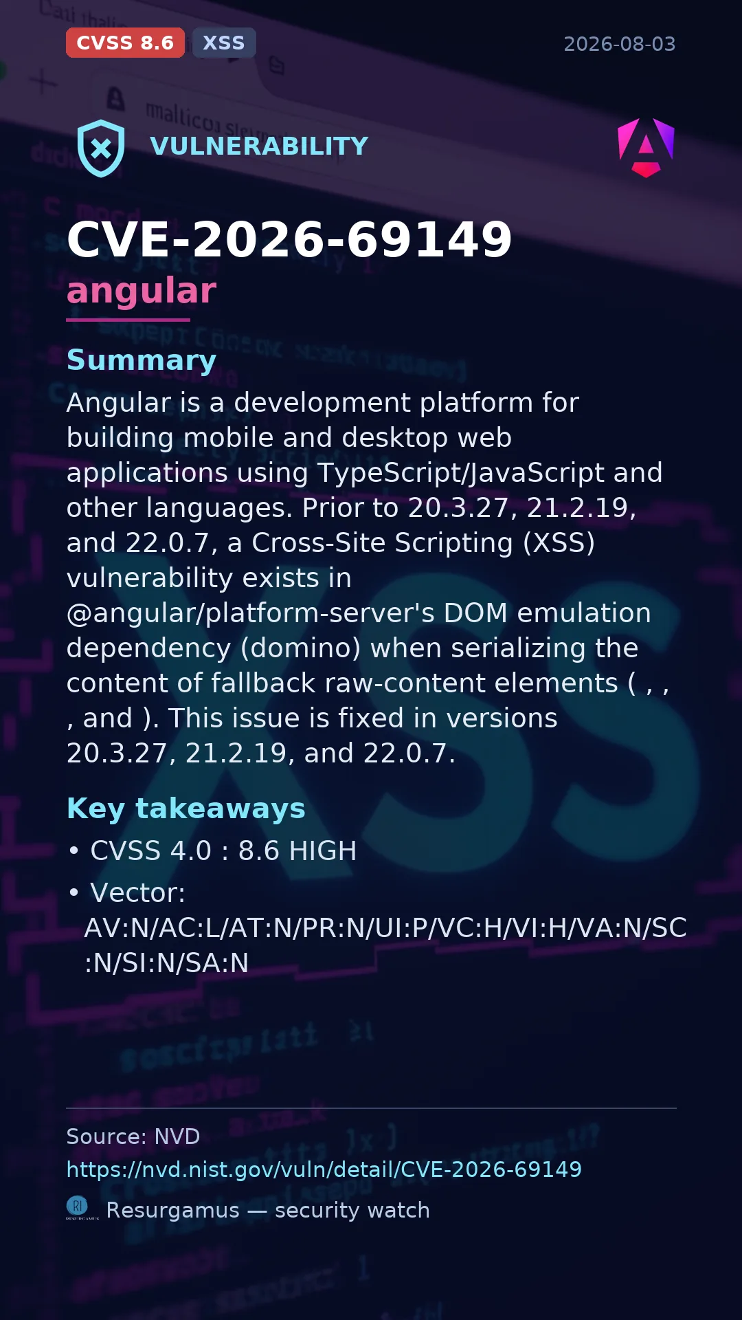 CVE-2026-69149 angular Vulnerability