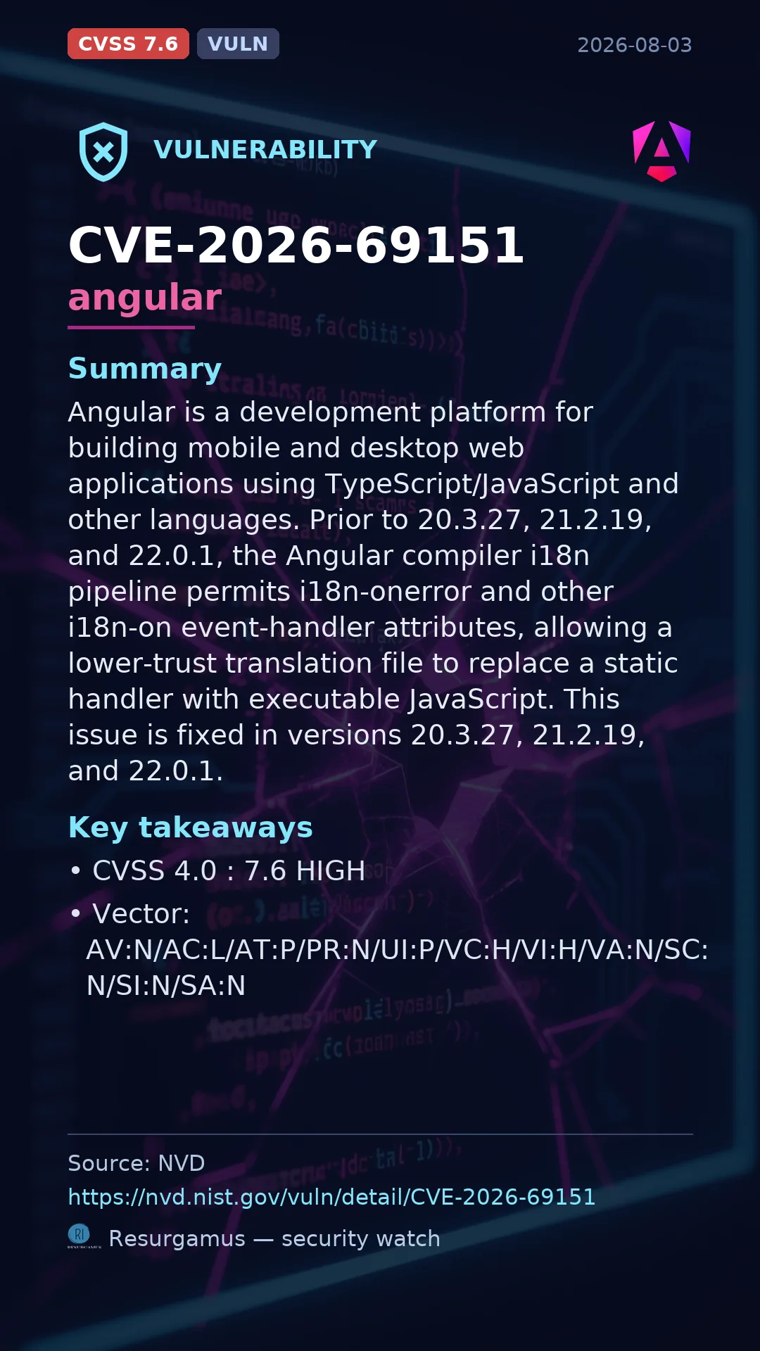 CVE-2026-69151 angular Vulnerability