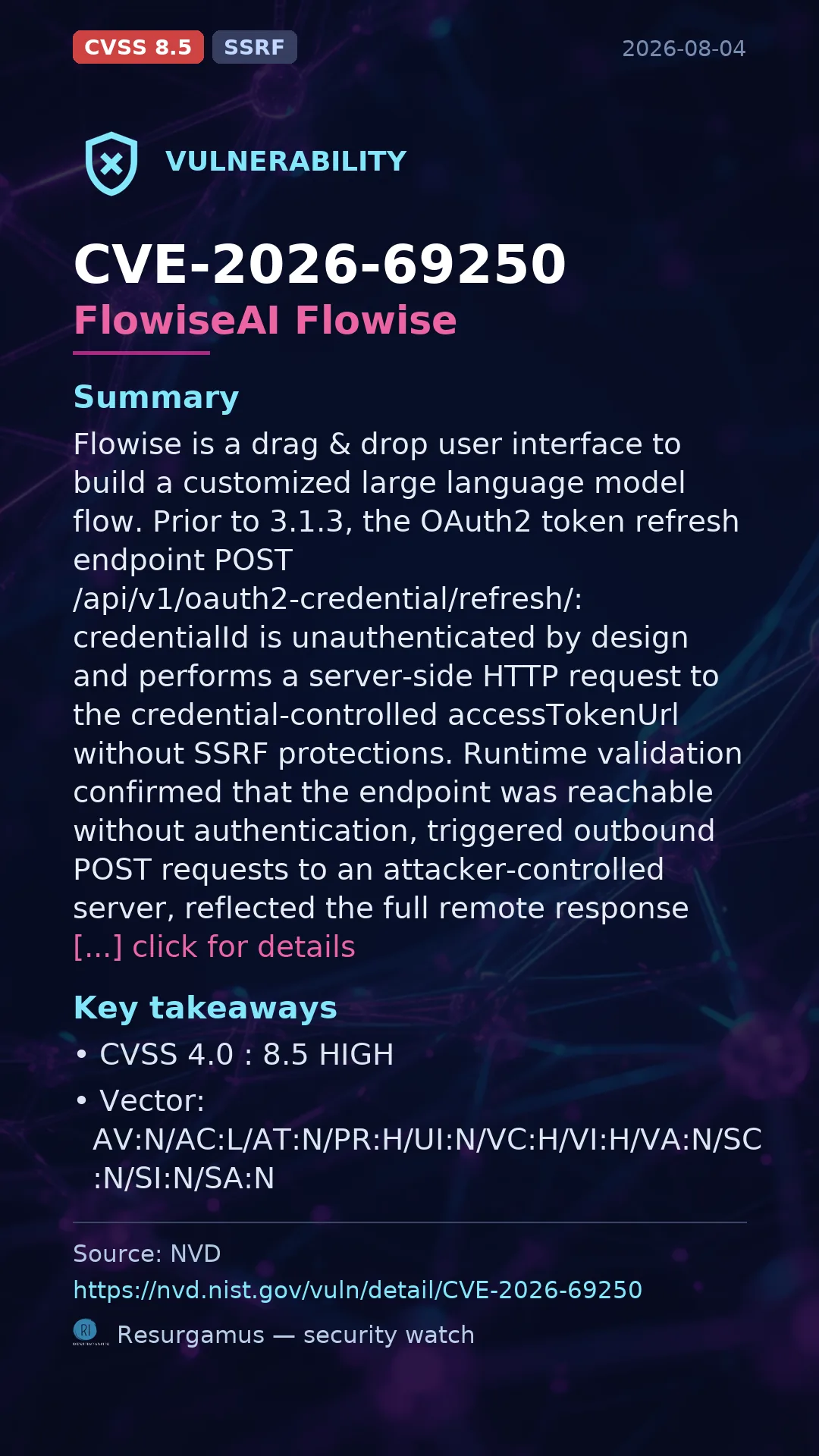 CVE-2026-69250 FlowiseAI Flowise Vulnerability
