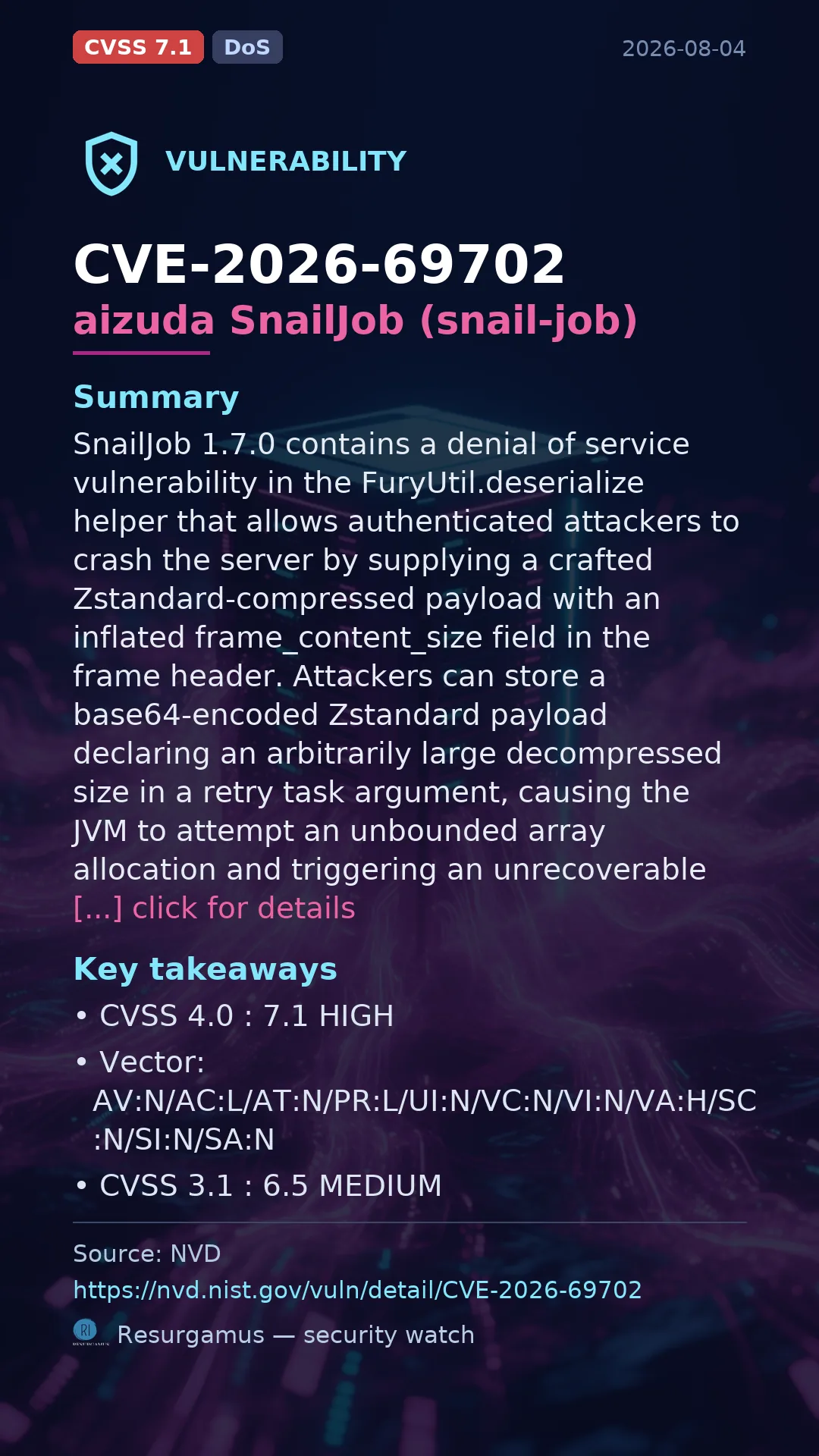 CVE-2026-69702 aizuda SnailJob (snail-job) Vulnerability