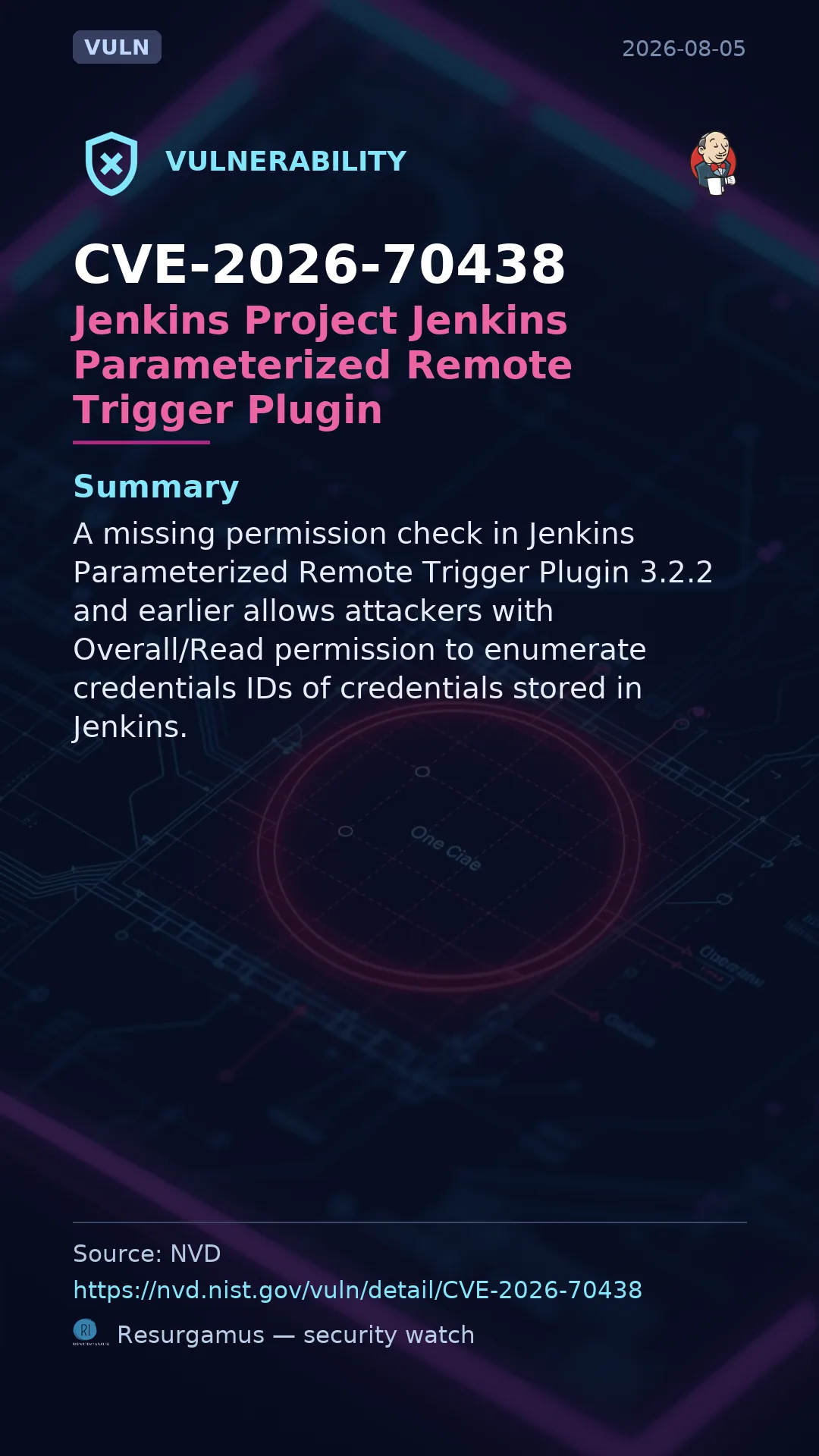 CVE-2026-70438 Jenkins Project Jenkins Parameterized Remote Trigger Plugin Vulnerability