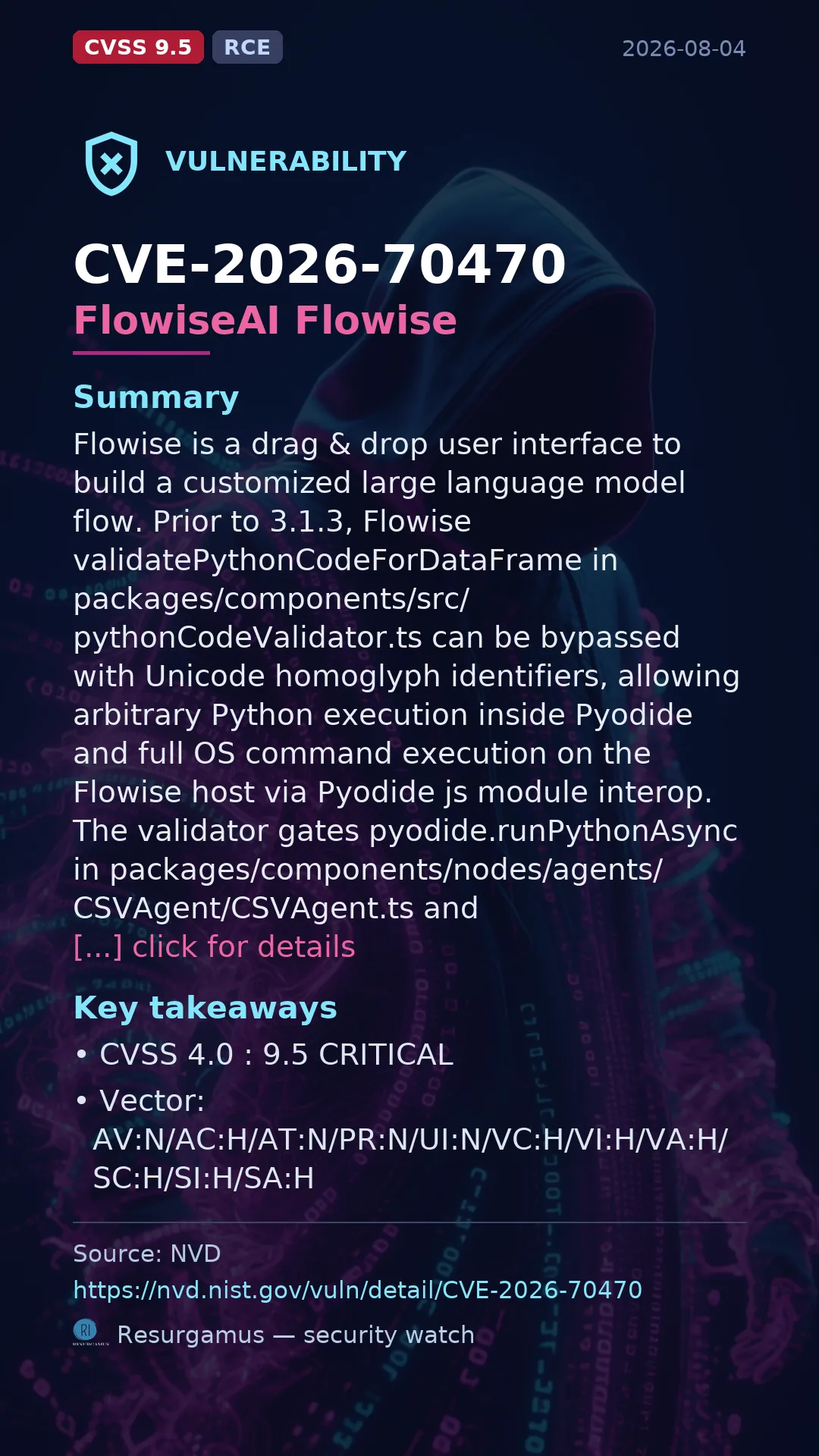 CVE-2026-70470 FlowiseAI Flowise Vulnerability