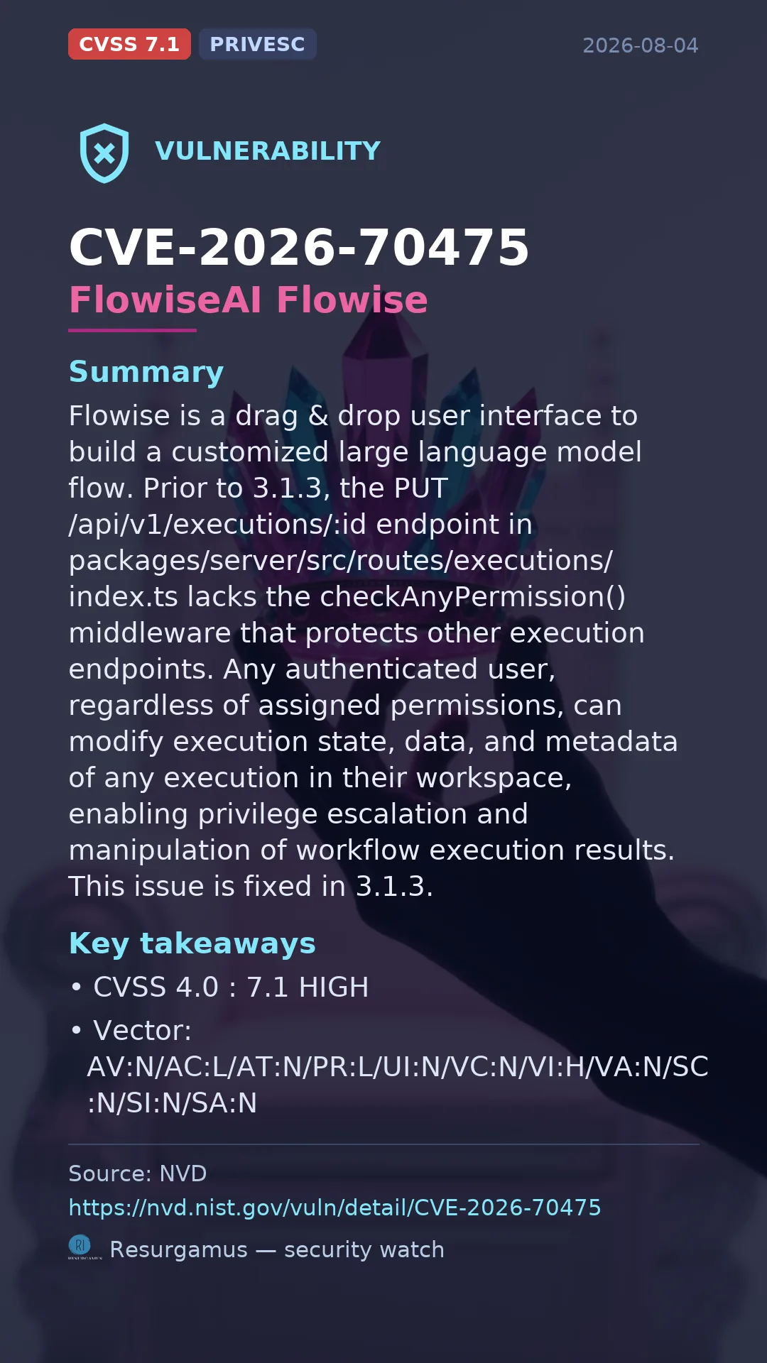 CVE-2026-70475 FlowiseAI Flowise Vulnerability