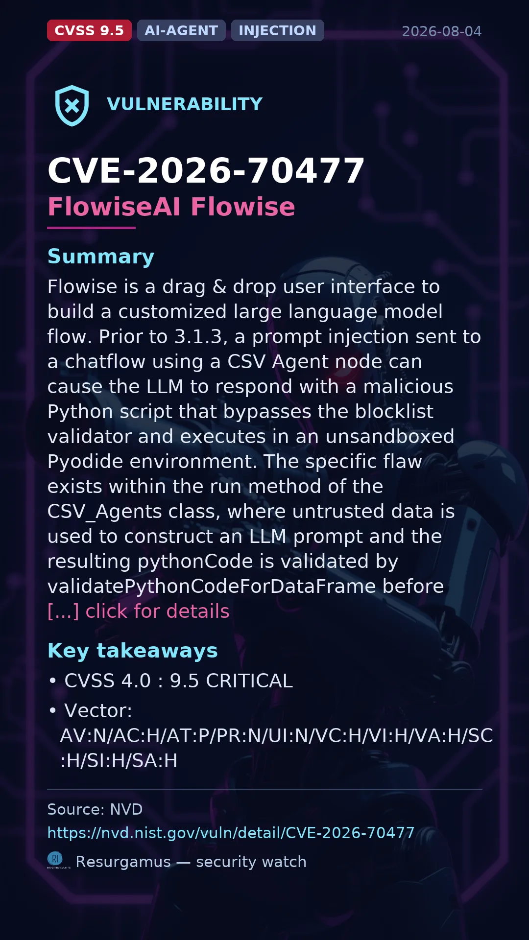 CVE-2026-70477 FlowiseAI Flowise Vulnerability