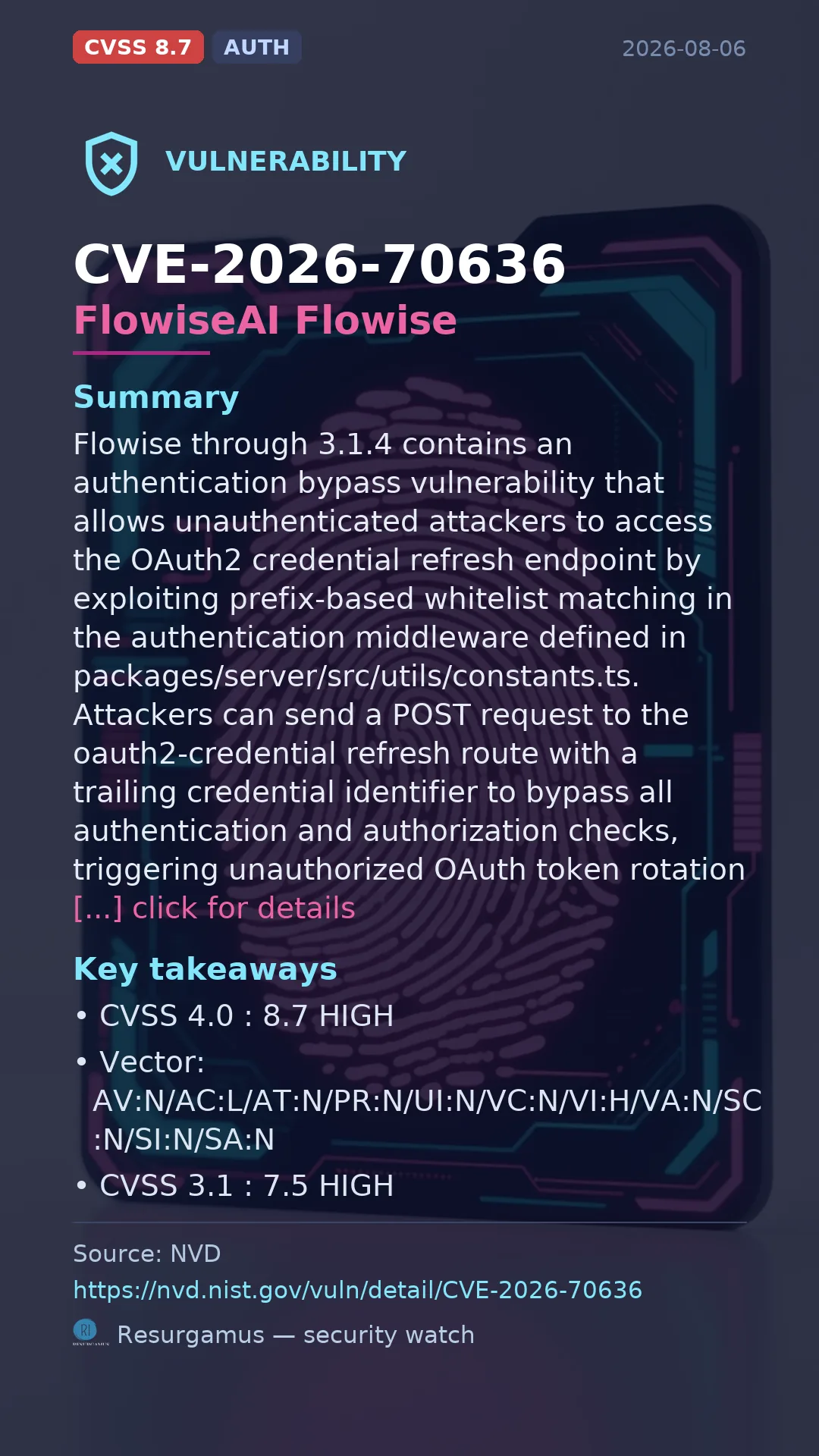 CVE-2026-70636 FlowiseAI Flowise Vulnerability