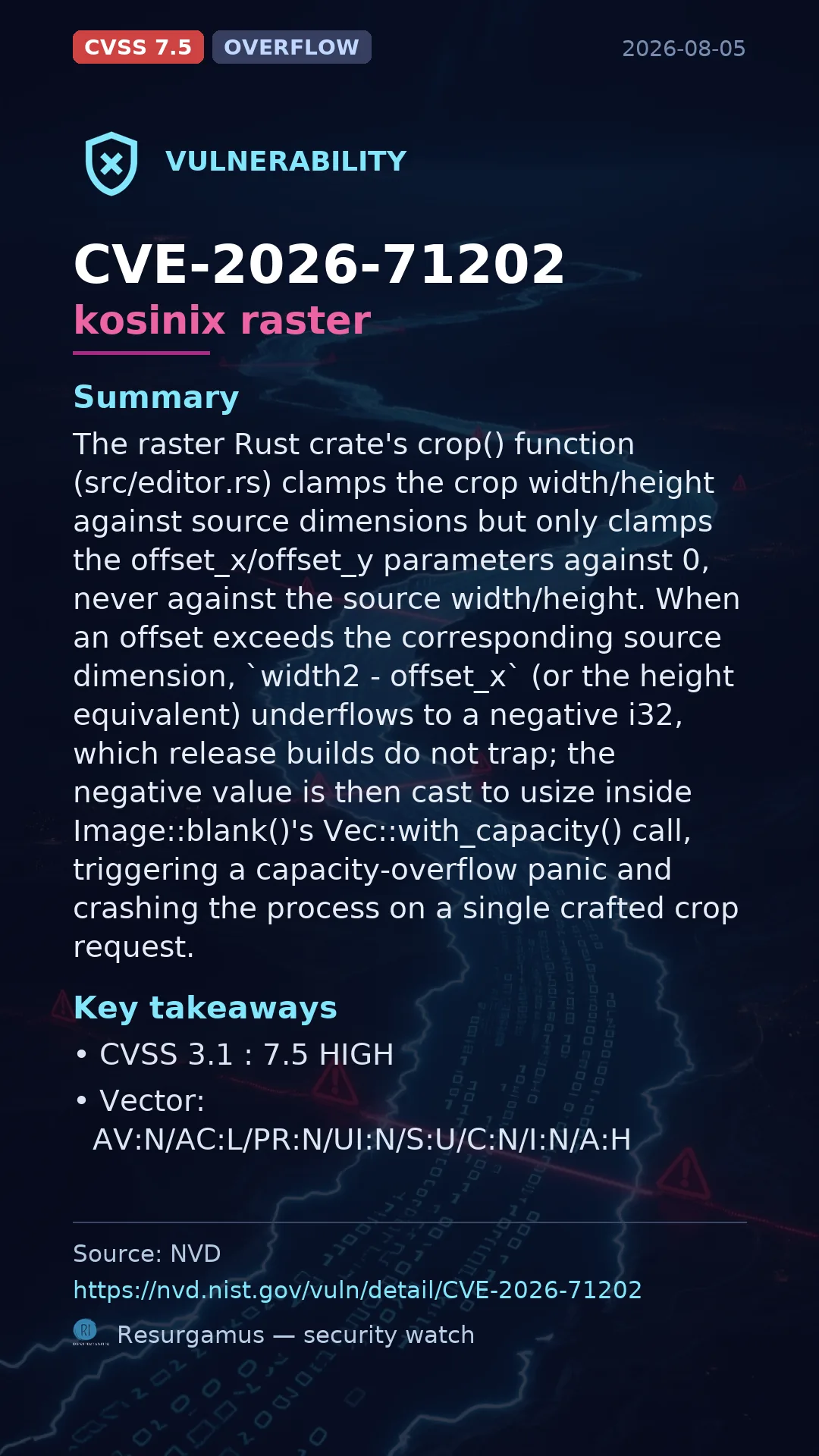 CVE-2026-71202 kosinix raster Vulnerability