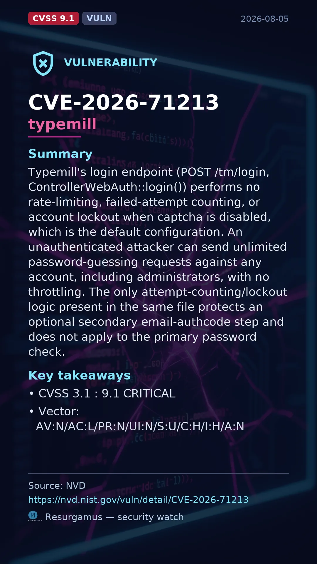 CVE-2026-71213 typemill Vulnerability