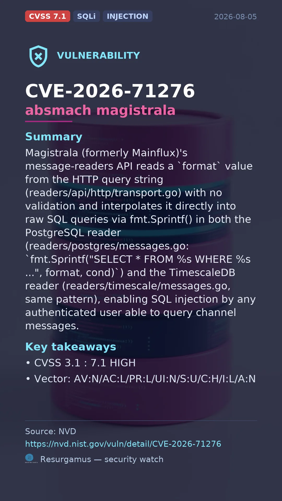 CVE-2026-71276 absmach magistrala Vulnerability