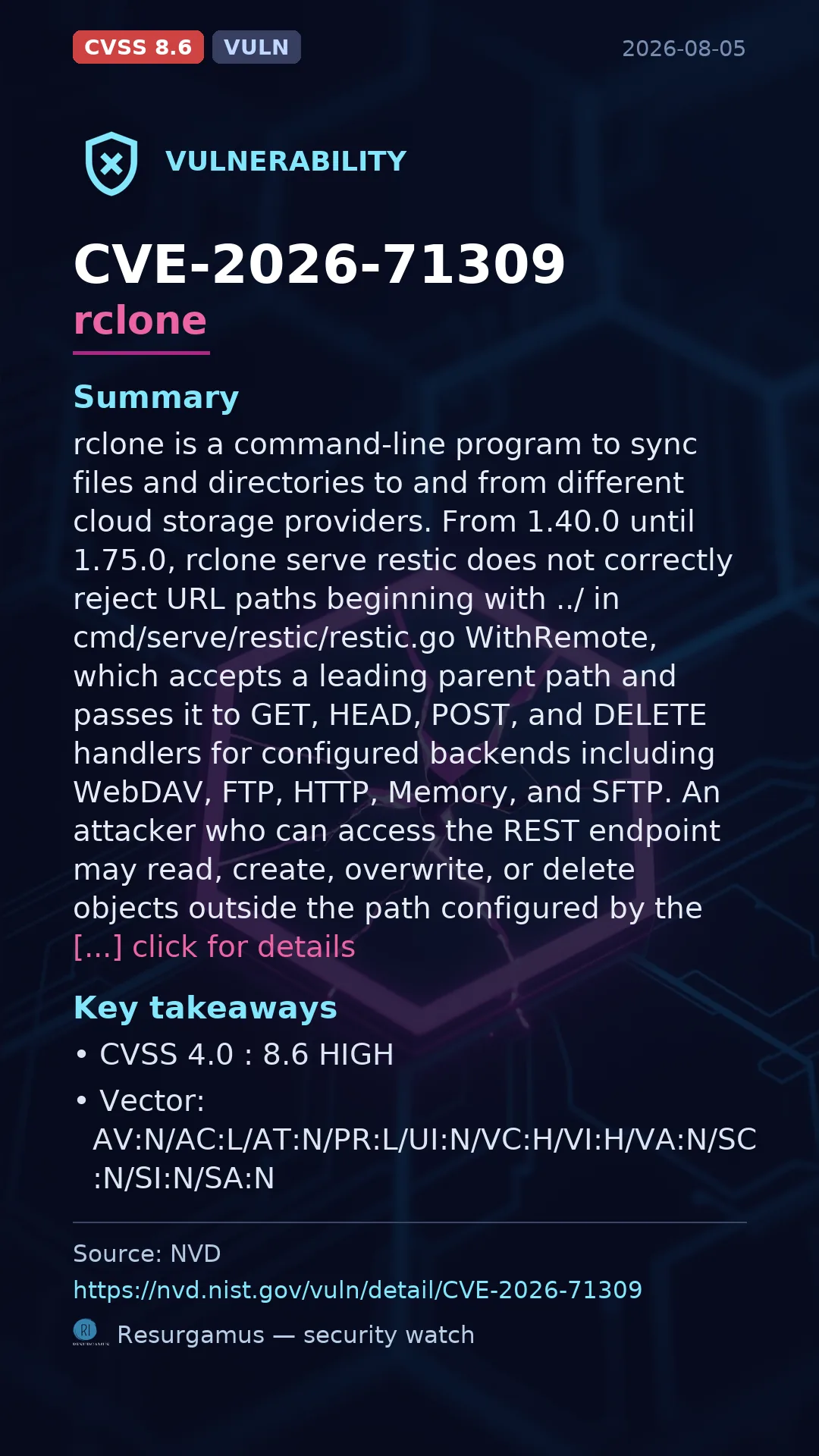 CVE-2026-71309 rclone Vulnerability