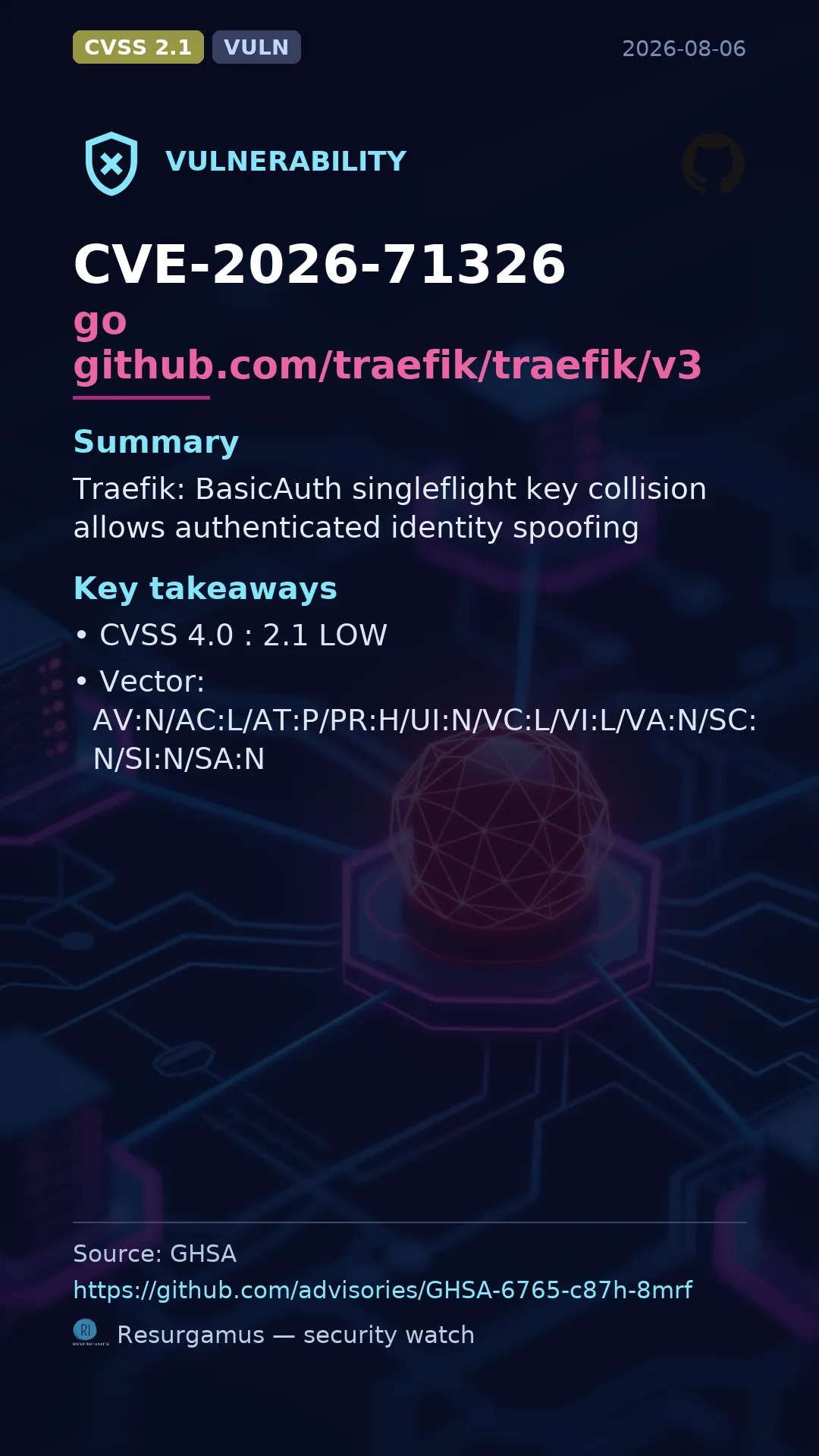 CVE-2026-71326 go github.com/traefik/traefik/v3 Vulnerability