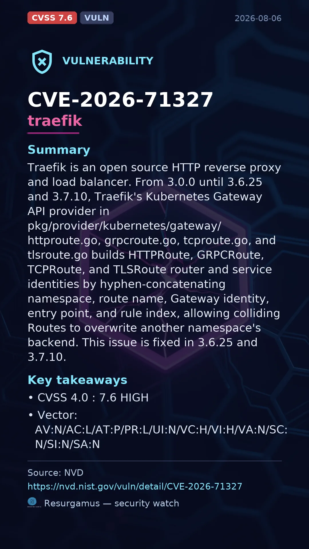 CVE-2026-71327 traefik Vulnerability
