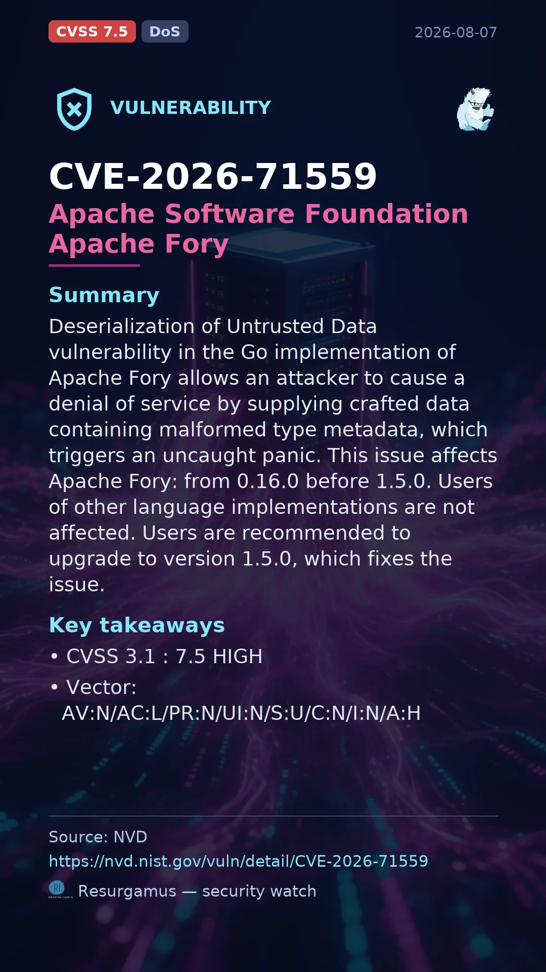 CVE-2026-71559 Apache Software Foundation Apache Fory Vulnerability
