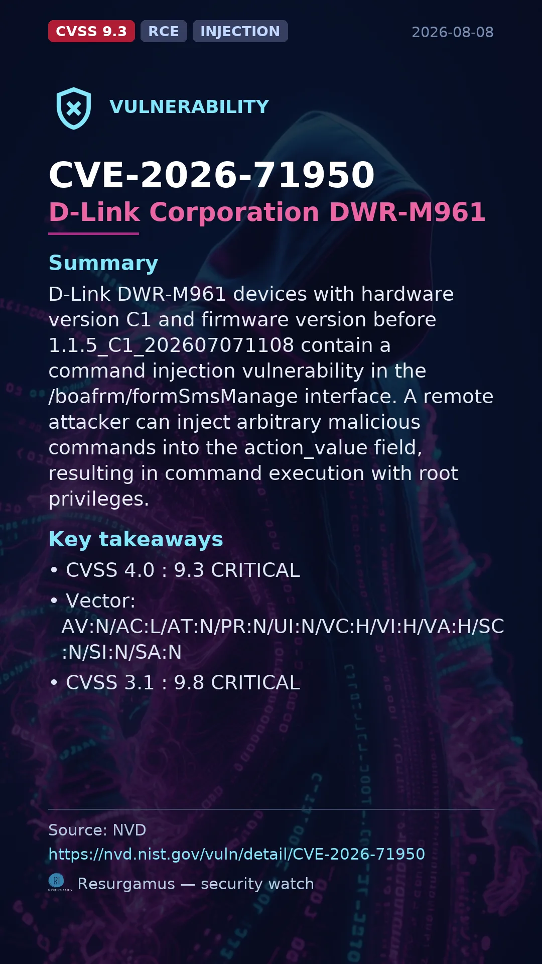 CVE-2026-71950 D-Link Corporation DWR-M961 Vulnerability
