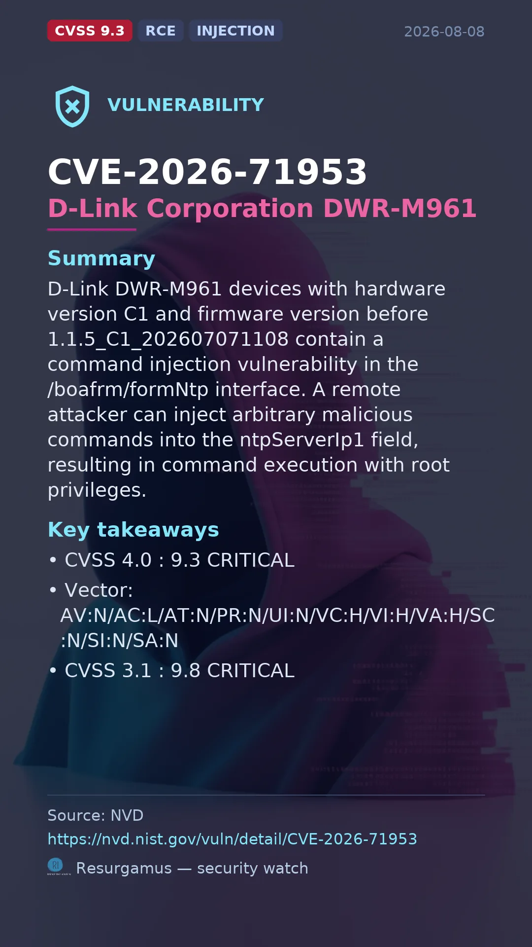 CVE-2026-71953 D-Link Corporation DWR-M961 Vulnerability