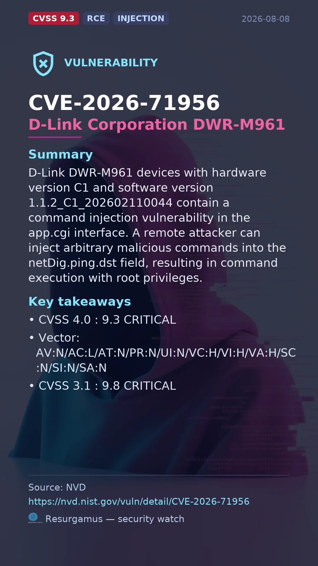 CVE-2026-71956 D-Link Corporation DWR-M961 Vulnerability