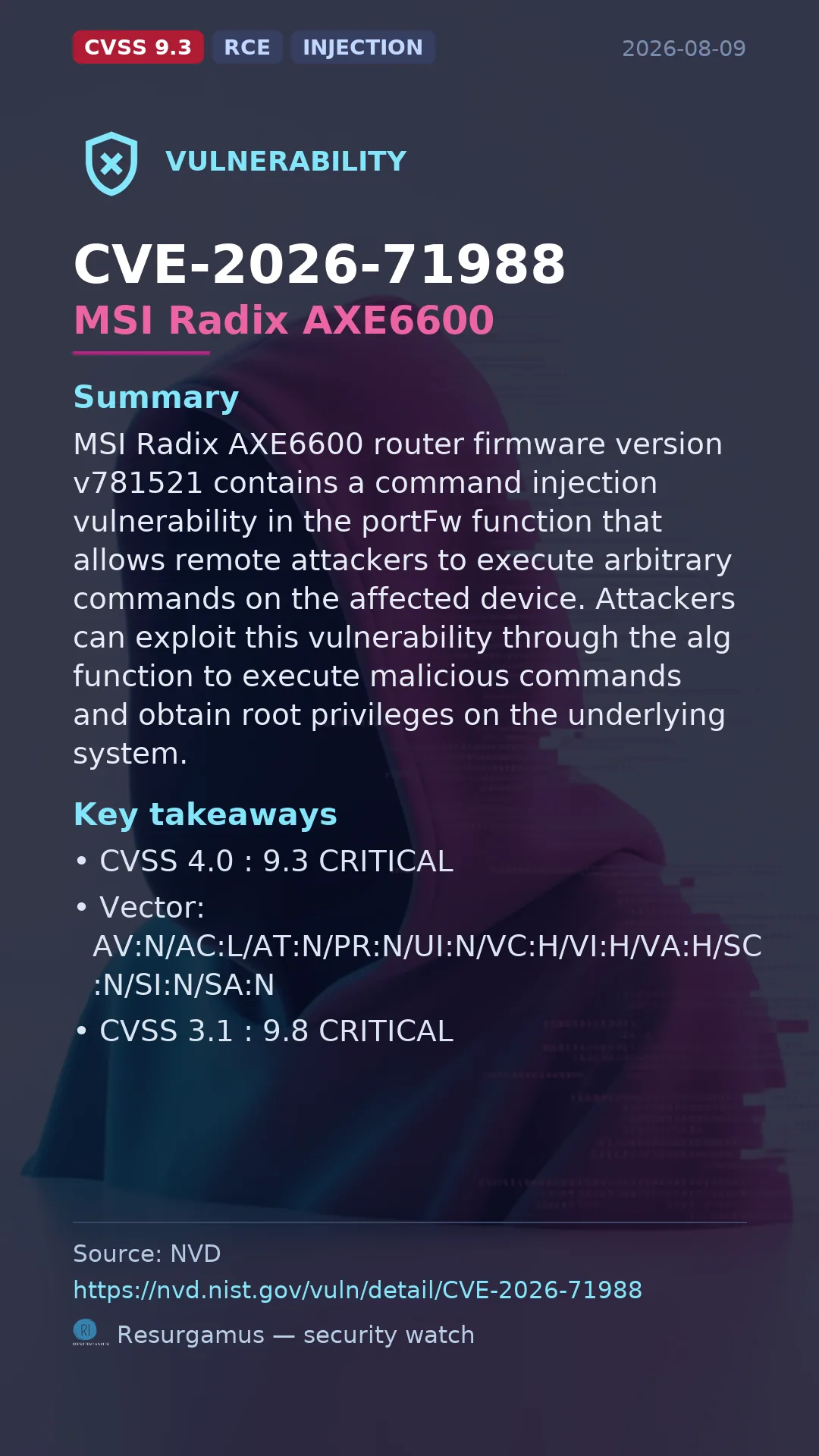 CVE-2026-71988 MSI Radix AXE6600 Vulnerability