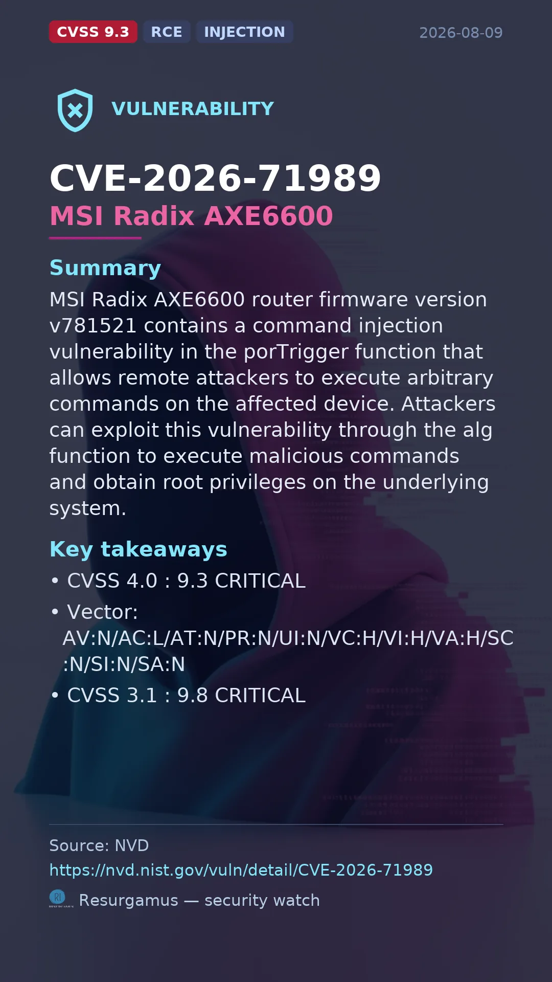 CVE-2026-71989 MSI Radix AXE6600 Vulnerability