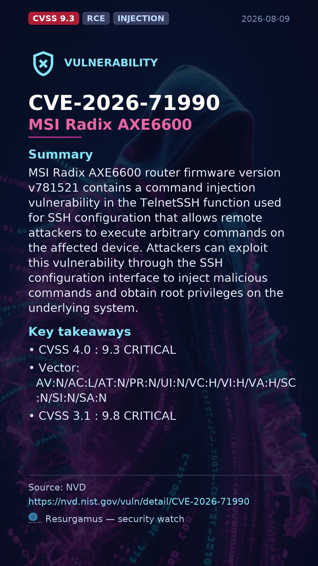 CVE-2026-71990 MSI Radix AXE6600 Vulnerability