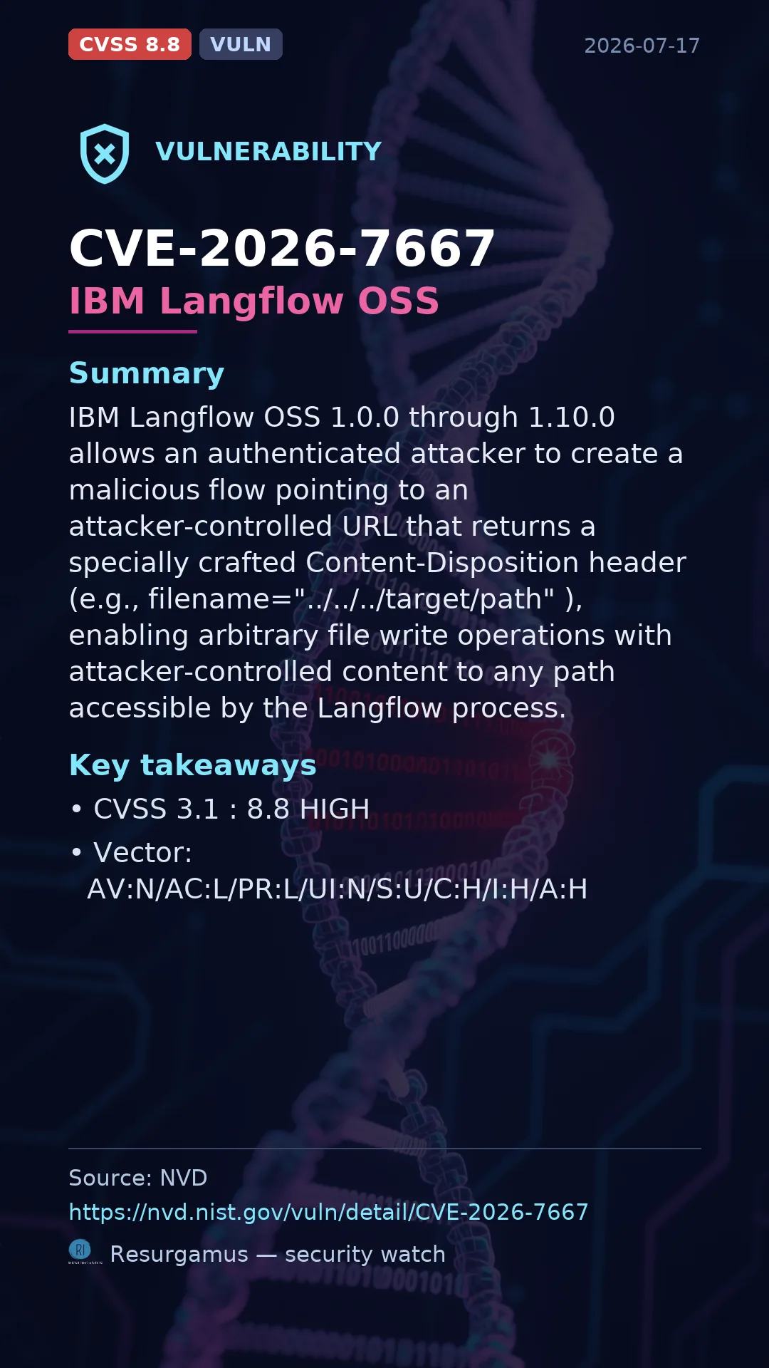 CVE-2026-7667 IBM Langflow OSS Vulnerability