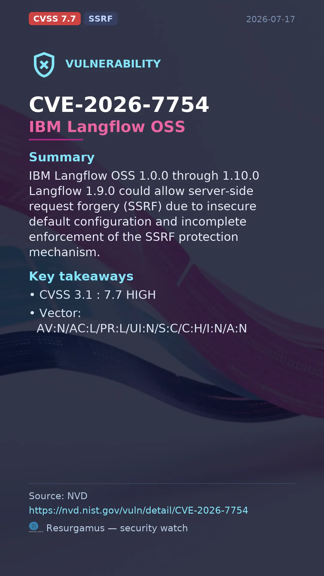 CVE-2026-7754 IBM Langflow OSS Vulnerability