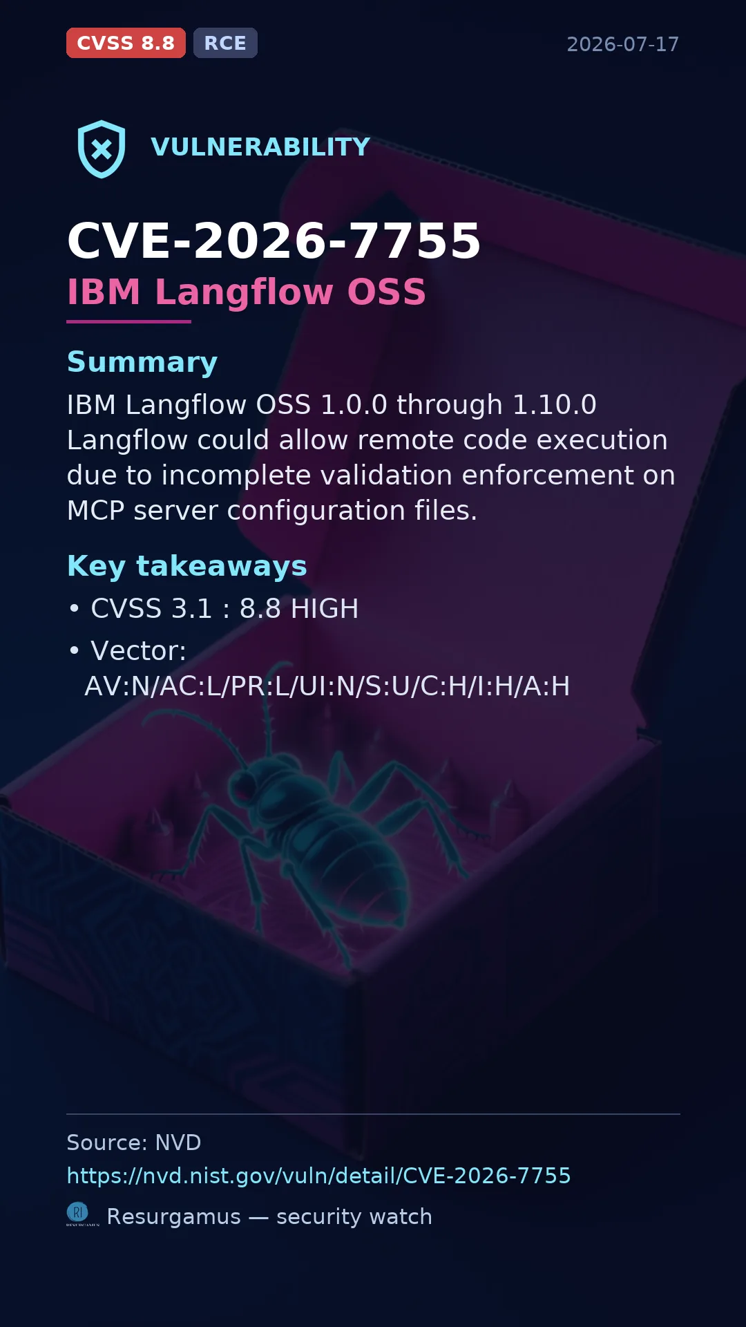 CVE-2026-7755 IBM Langflow OSS Vulnerability