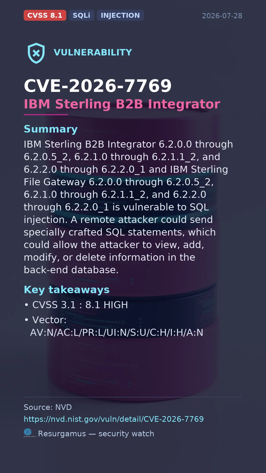 CVE-2026-7769 IBM Sterling B2B Integrator Vulnerability
