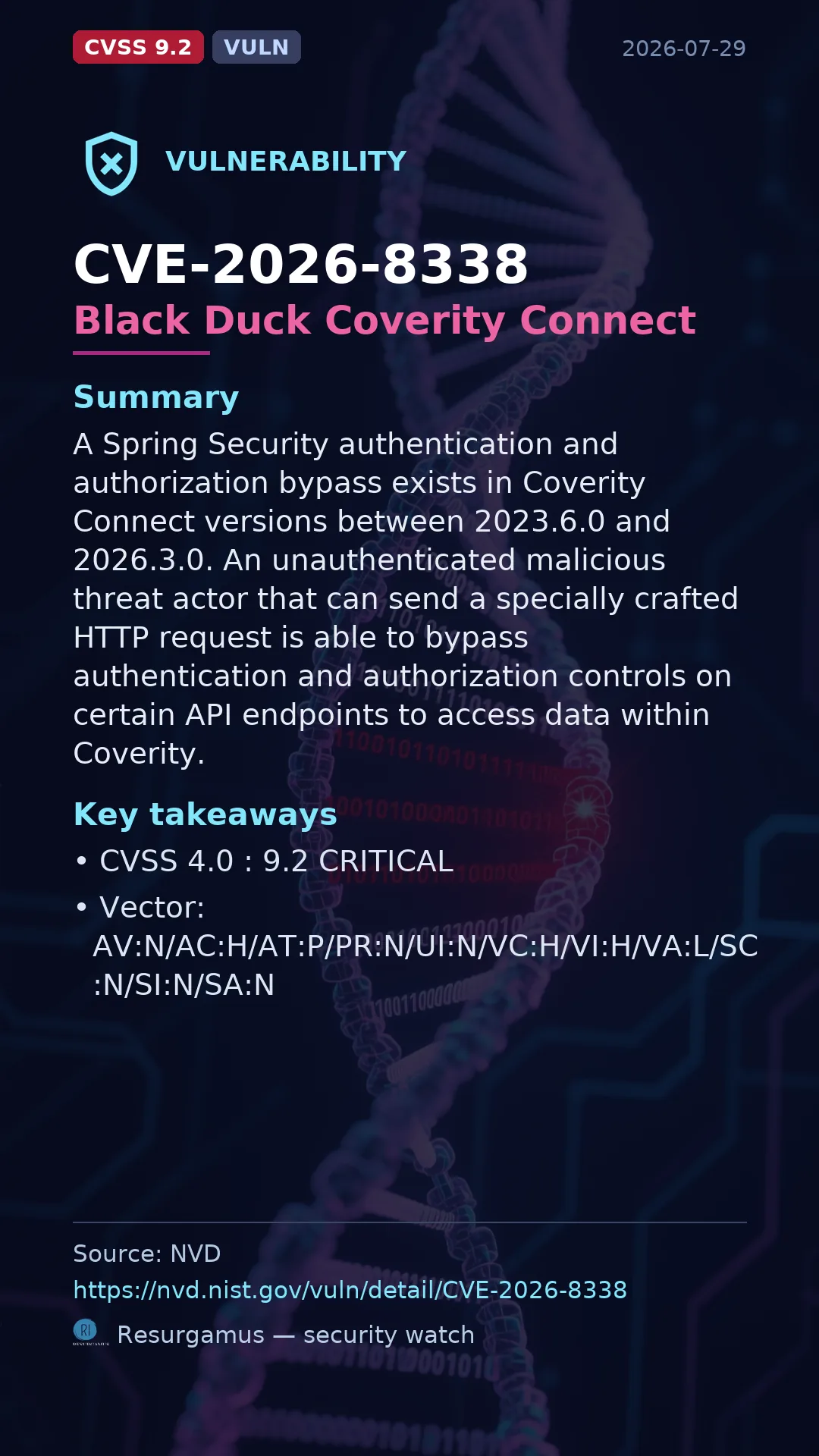 CVE-2026-8338 Black Duck Coverity Connect Vulnerability
