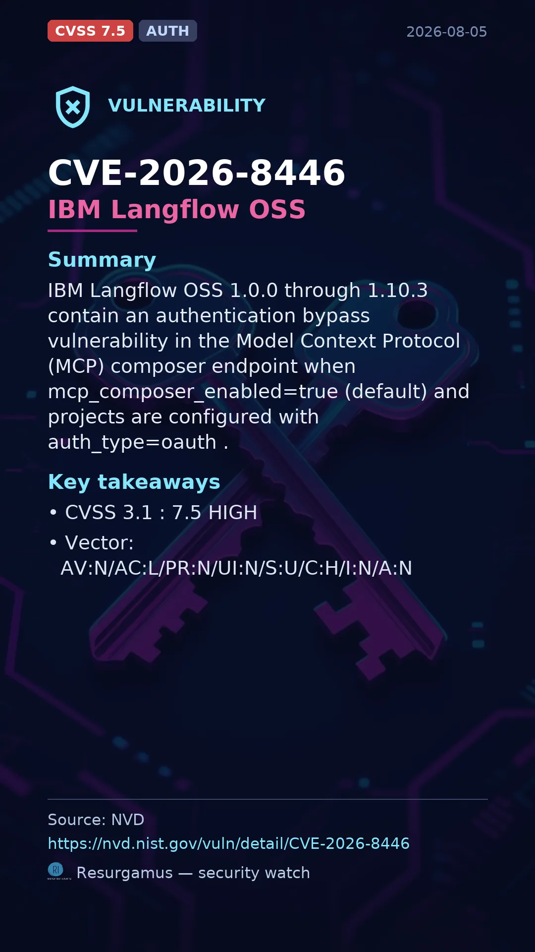 CVE-2026-8446 IBM Langflow OSS Vulnerability