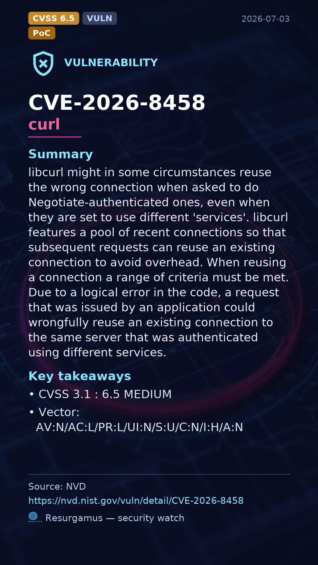 CVE-2026-8458 curl Vulnerability