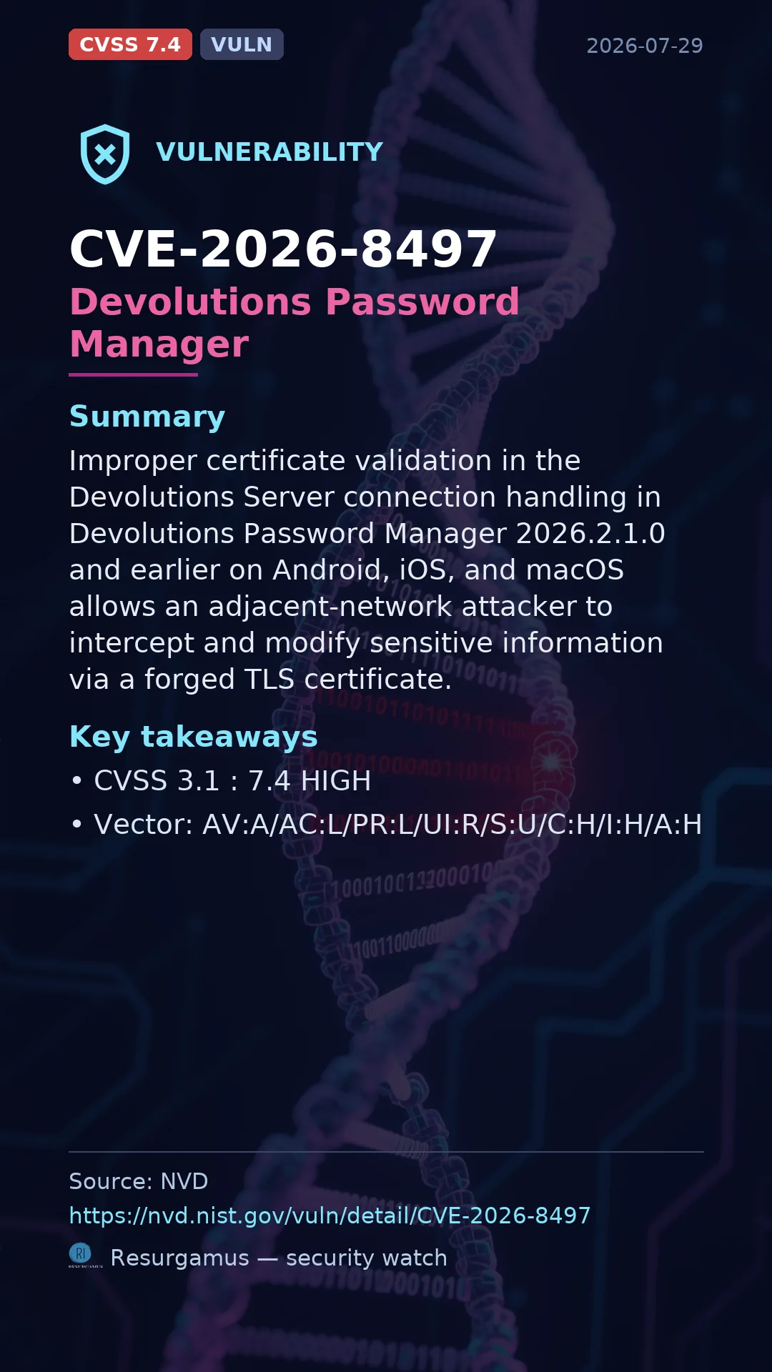 CVE-2026-8497 Devolutions Password Manager Vulnerability