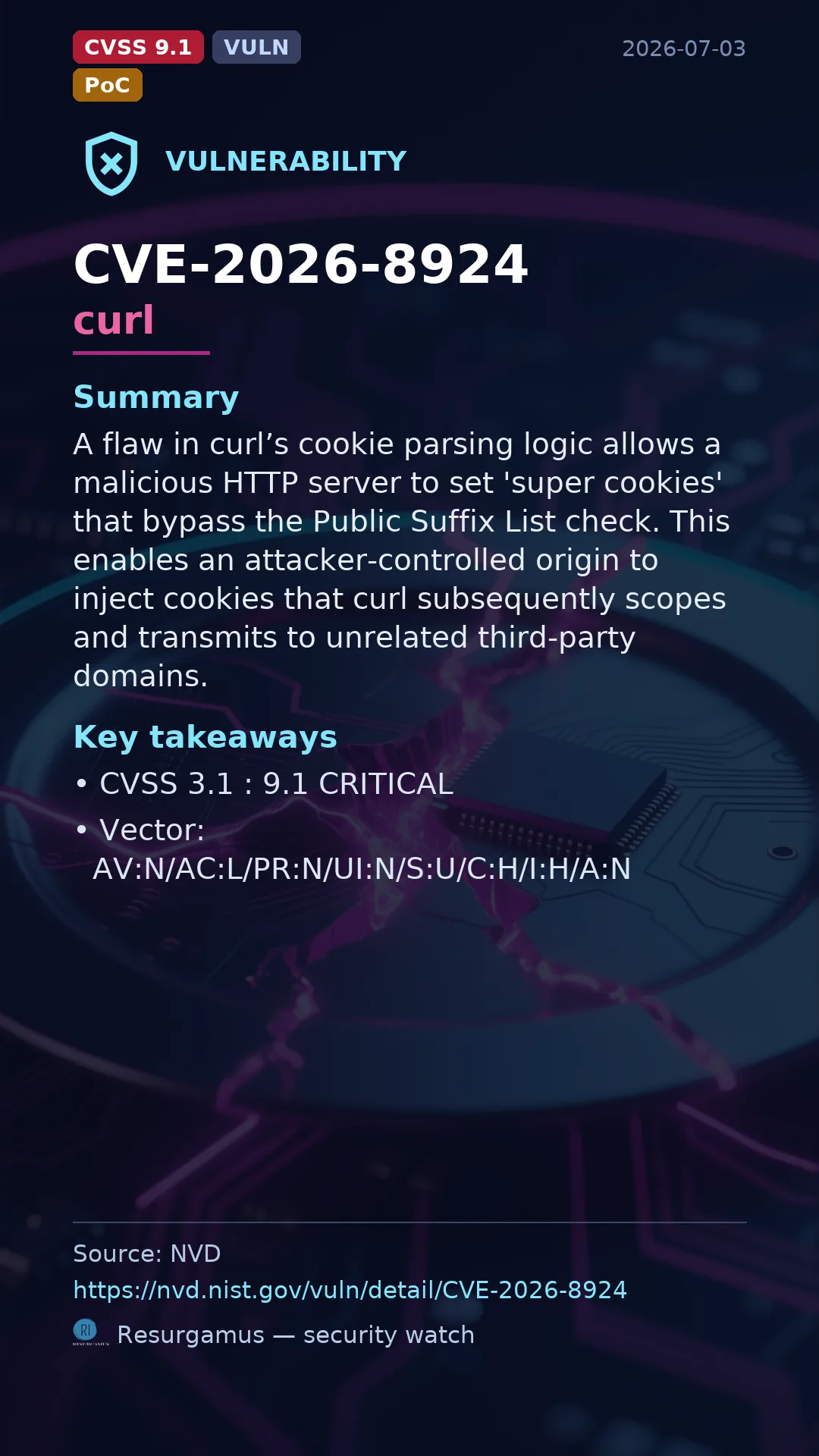 CVE-2026-8924 curl Vulnerability