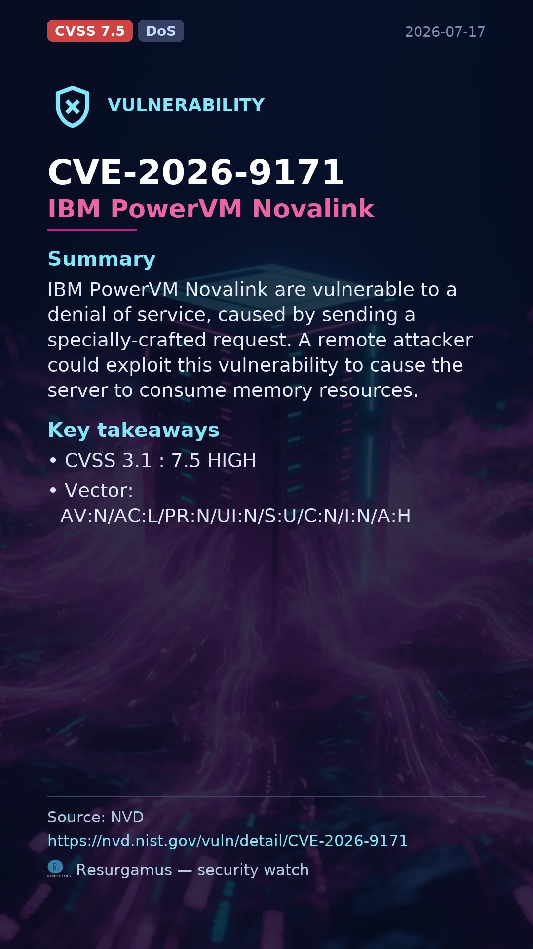 CVE-2026-9171 IBM PowerVM Novalink Vulnerability