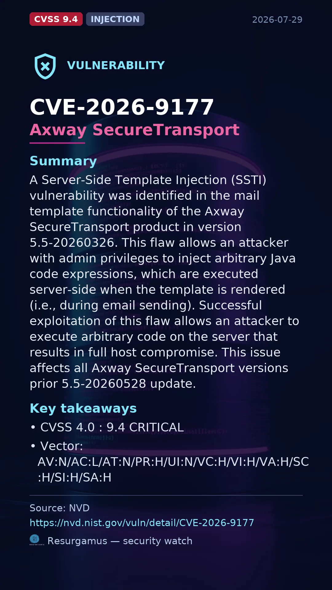 CVE-2026-9177 Axway SecureTransport Vulnerability