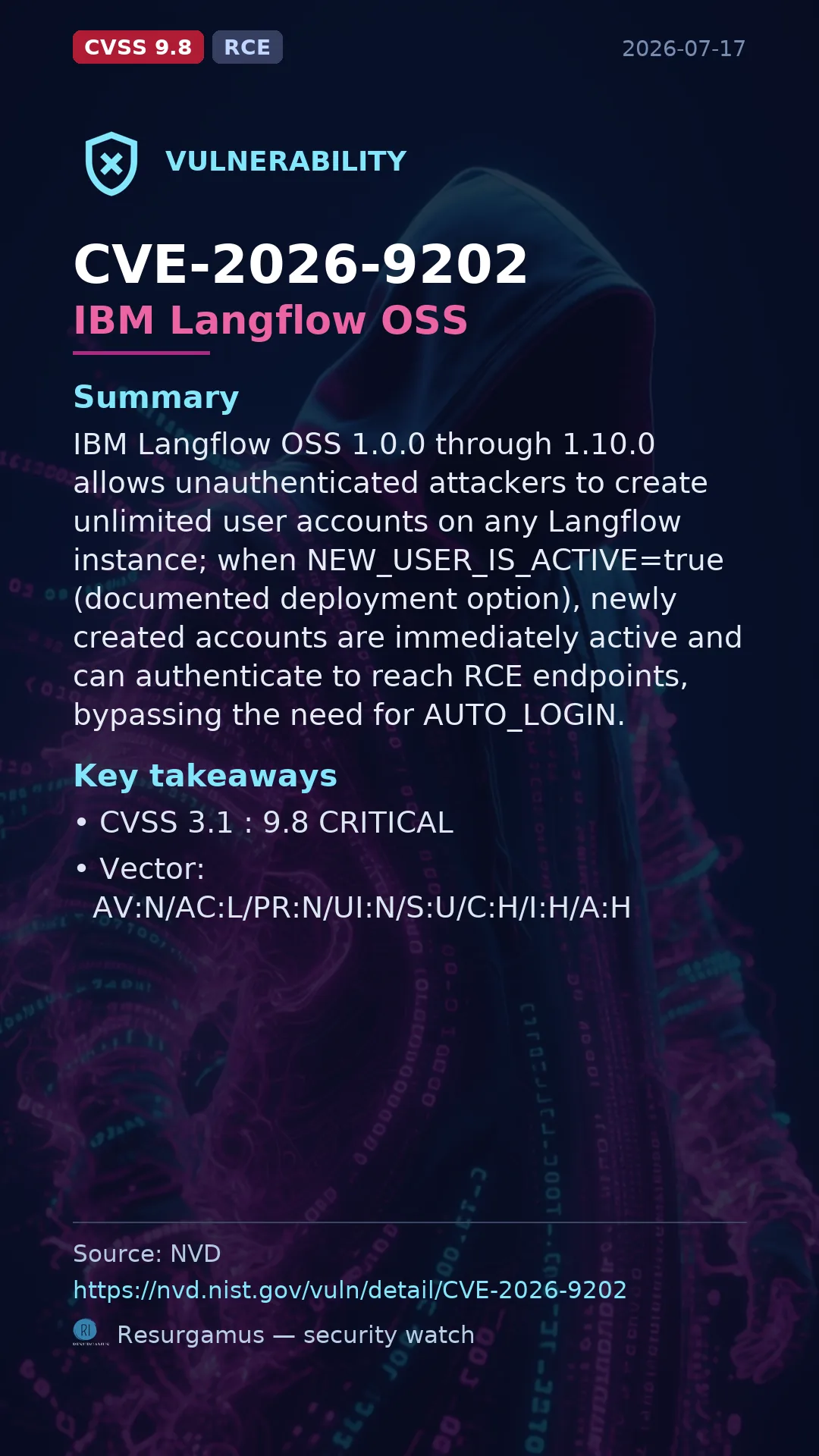 CVE-2026-9202 IBM Langflow OSS Vulnerability