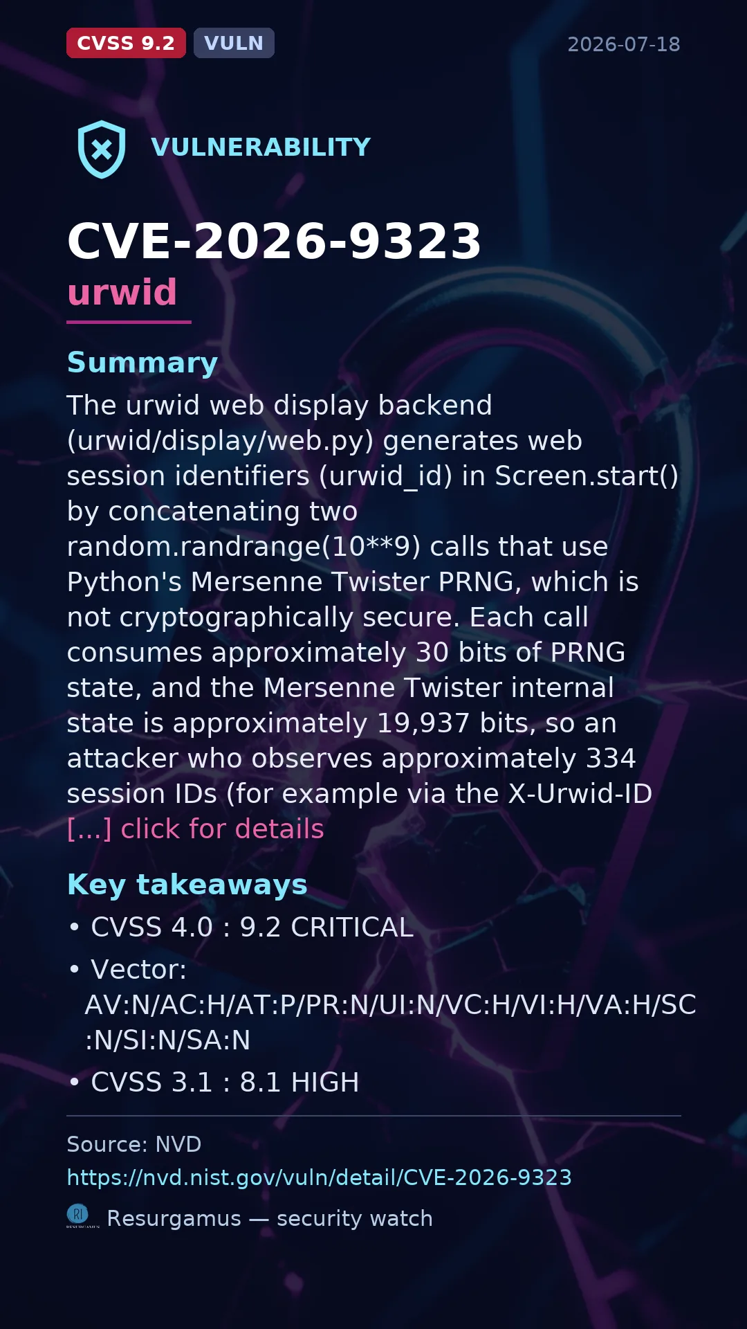 CVE-2026-9323 urwid Vulnerability