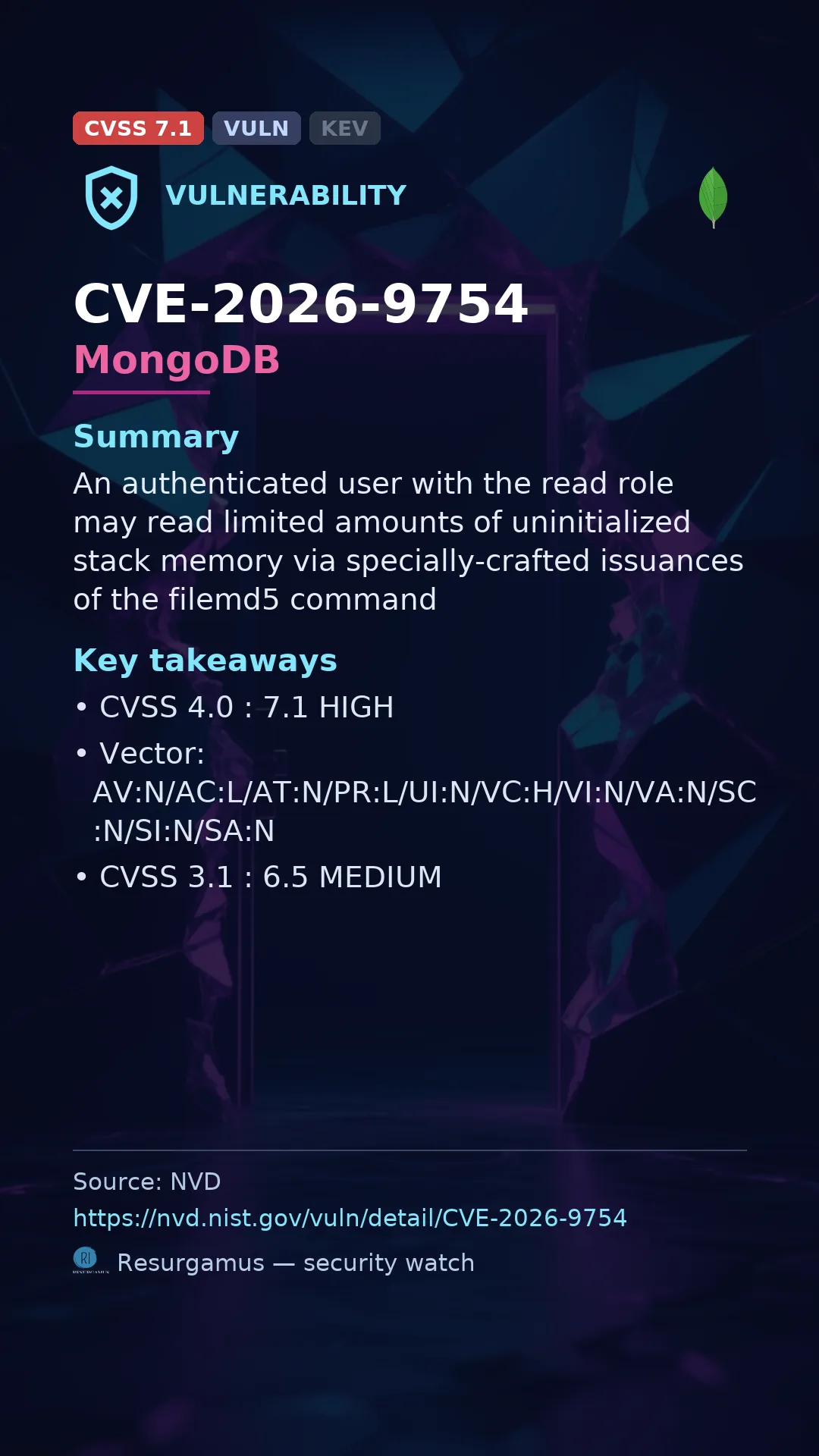 CVE-2026-9754 MongoDB Vulnerability