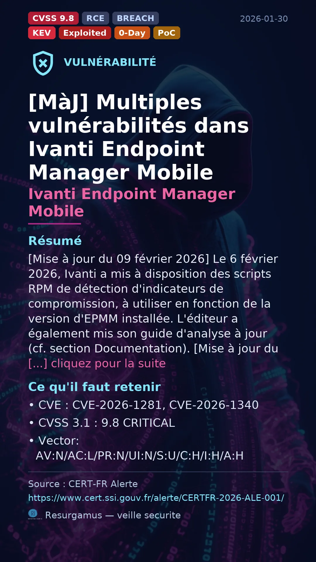 CVE-2026-1281 - Ivanti Endpoint Manager Mobile - actively exploited (KEV) vulnerability