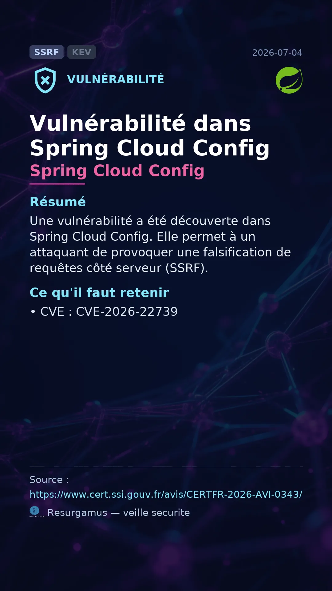 CVE-2026-22739 Spring Cloud Config Vulnerability