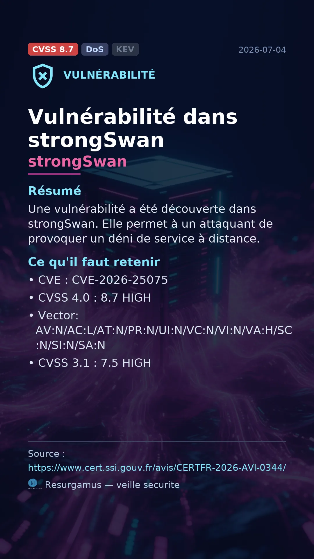 CVE-2026-25075 strongSwan Vulnerability