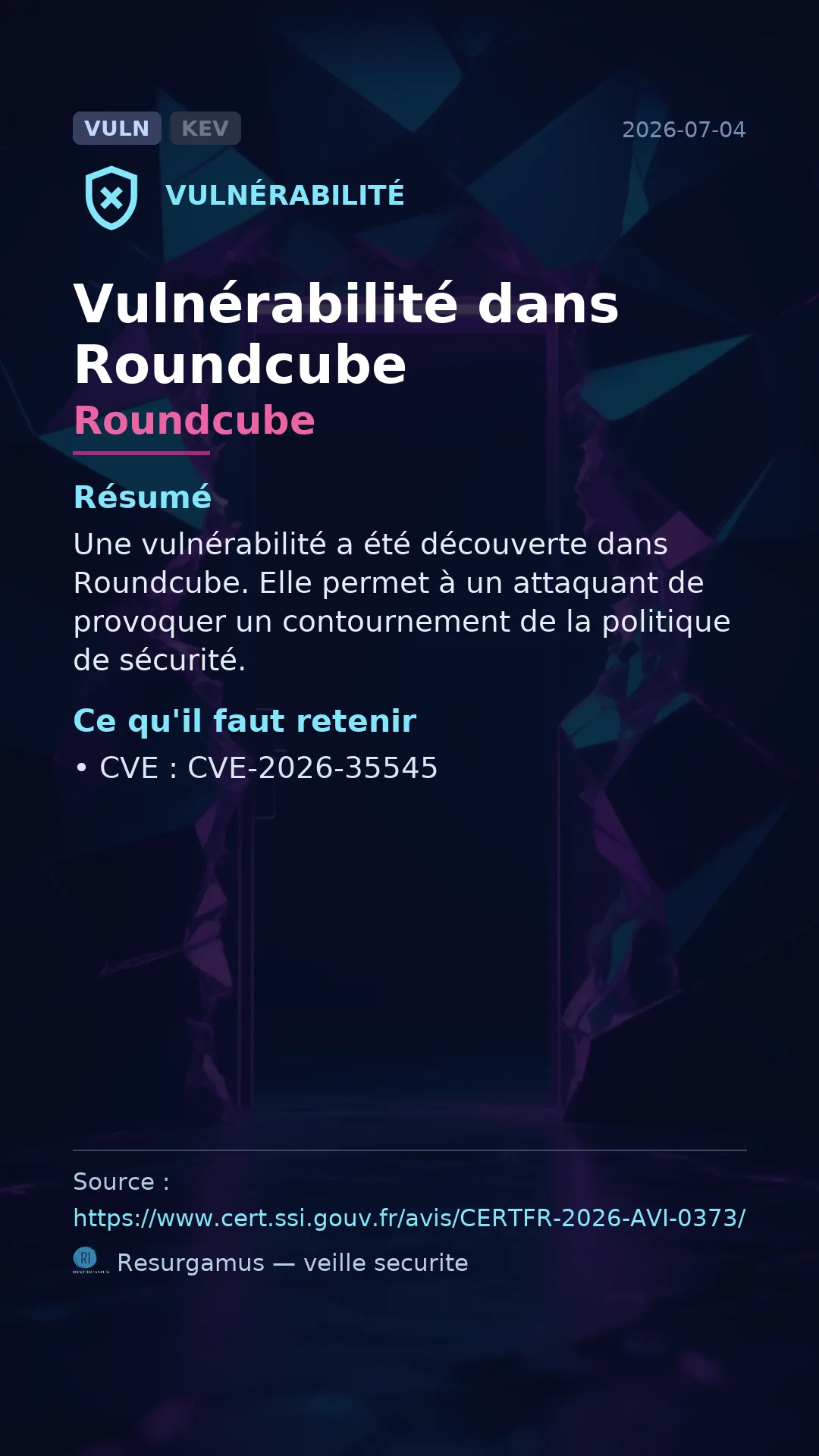 CVE-2026-35545 Roundcube Vulnerability