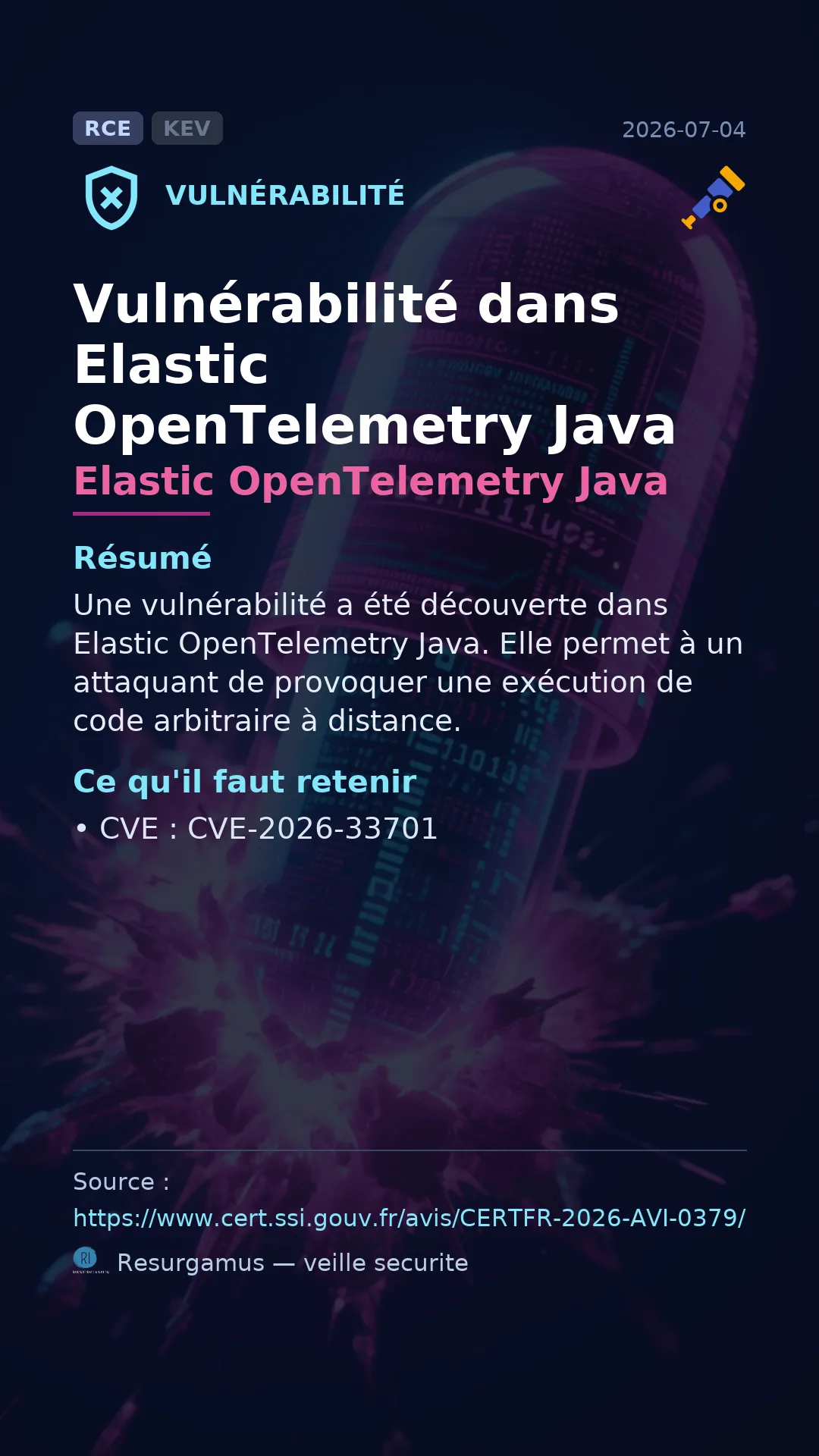 CVE-2026-33701 Elastic OpenTelemetry Java Vulnerability