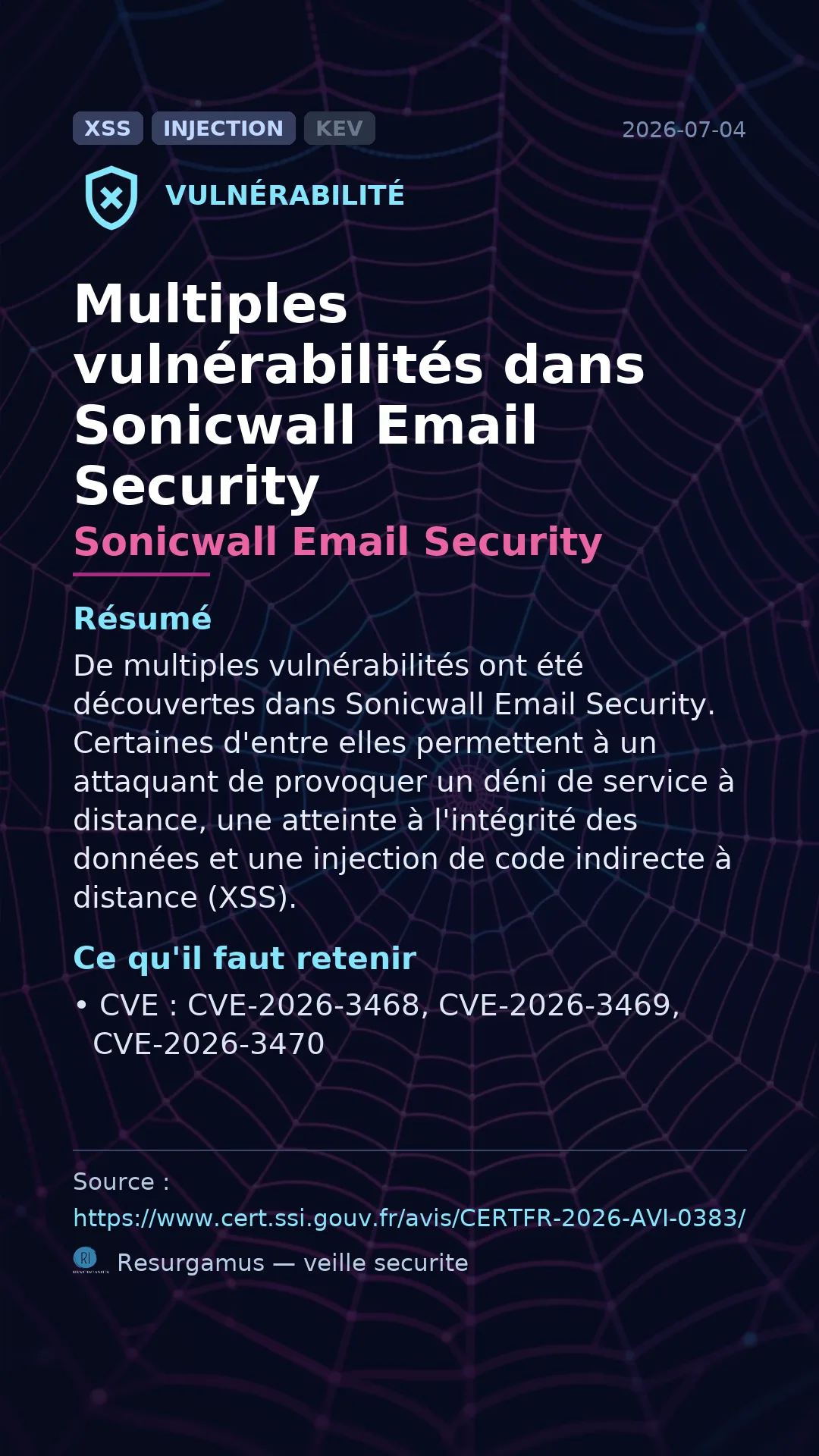 CVE-2026-3468 Sonicwall Email Security Vulnerability