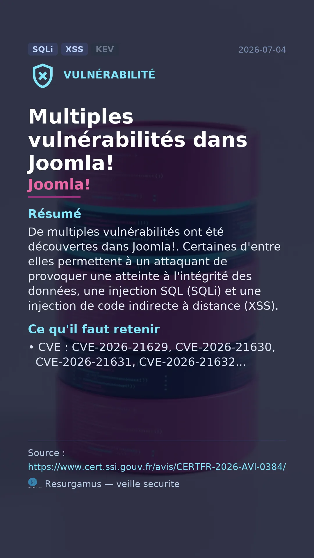 CVE-2026-21629 Joomla! Vulnerability