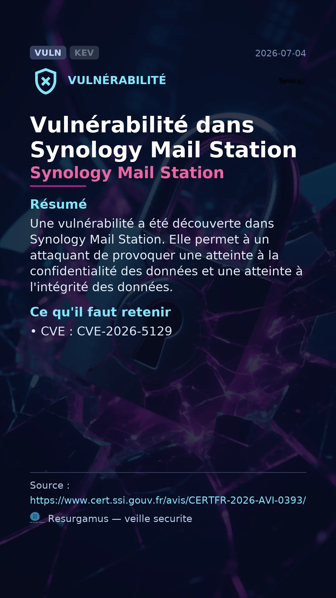 CVE-2026-5129 Synology Mail Station Vulnerability