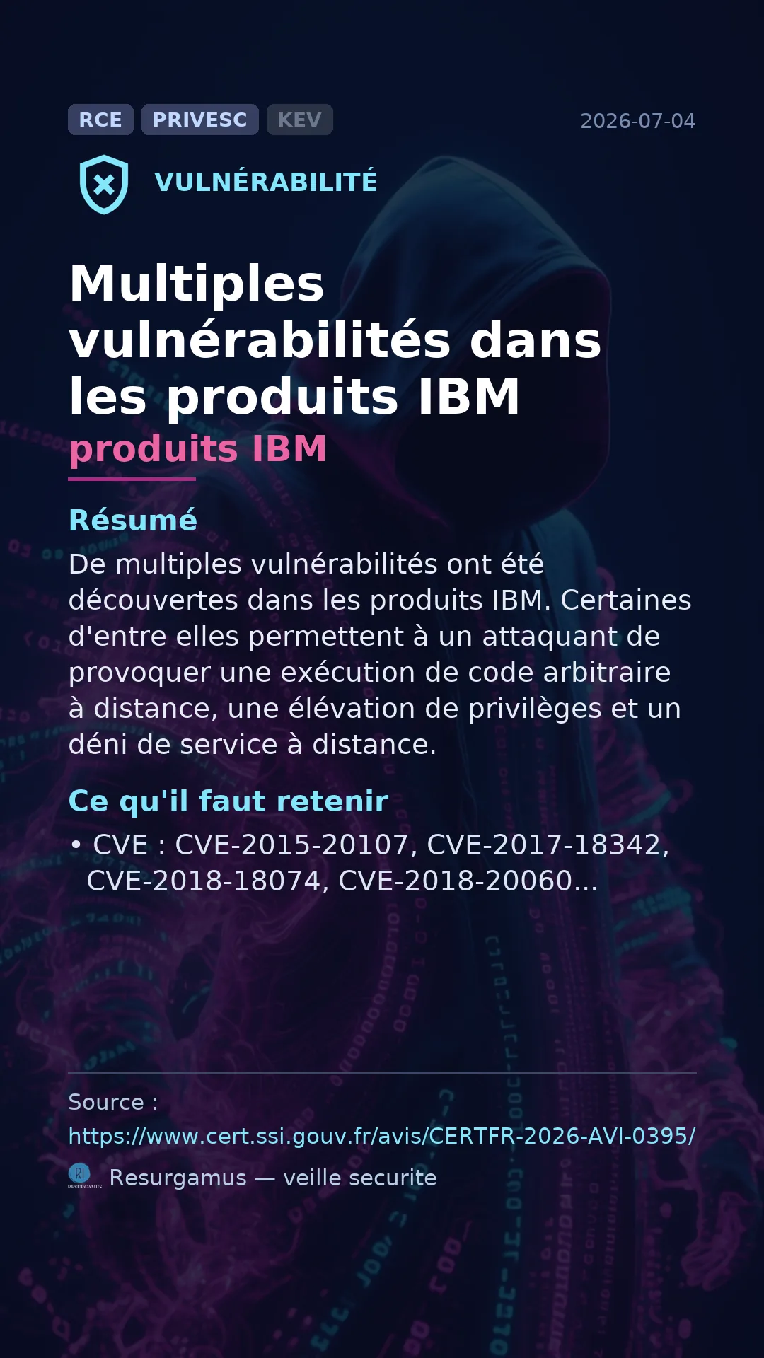 CVE-2015-20107 produits IBM Vulnerability