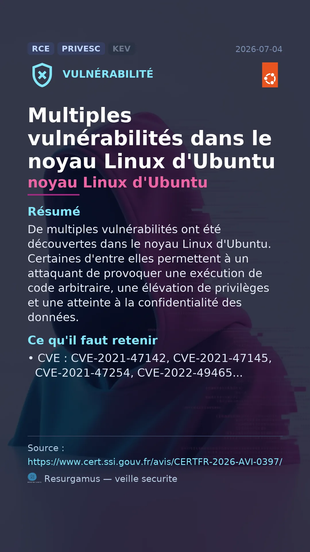 CVE-2021-47142 noyau Linux d'Ubuntu Vulnerability